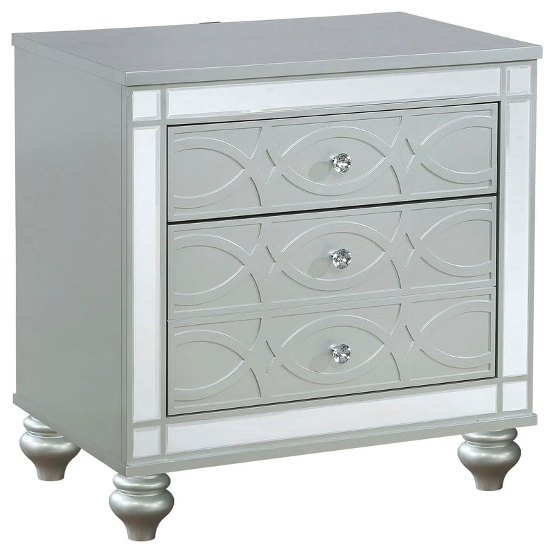 Gunnison 2-drawer Nightstand Silver Metallic by Unique Piece Furniture