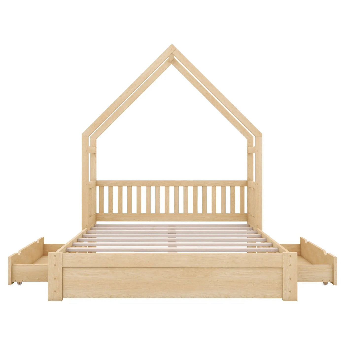 House Style Platform Bed With Guardrail And 2 Drawers by HouseOfZazla