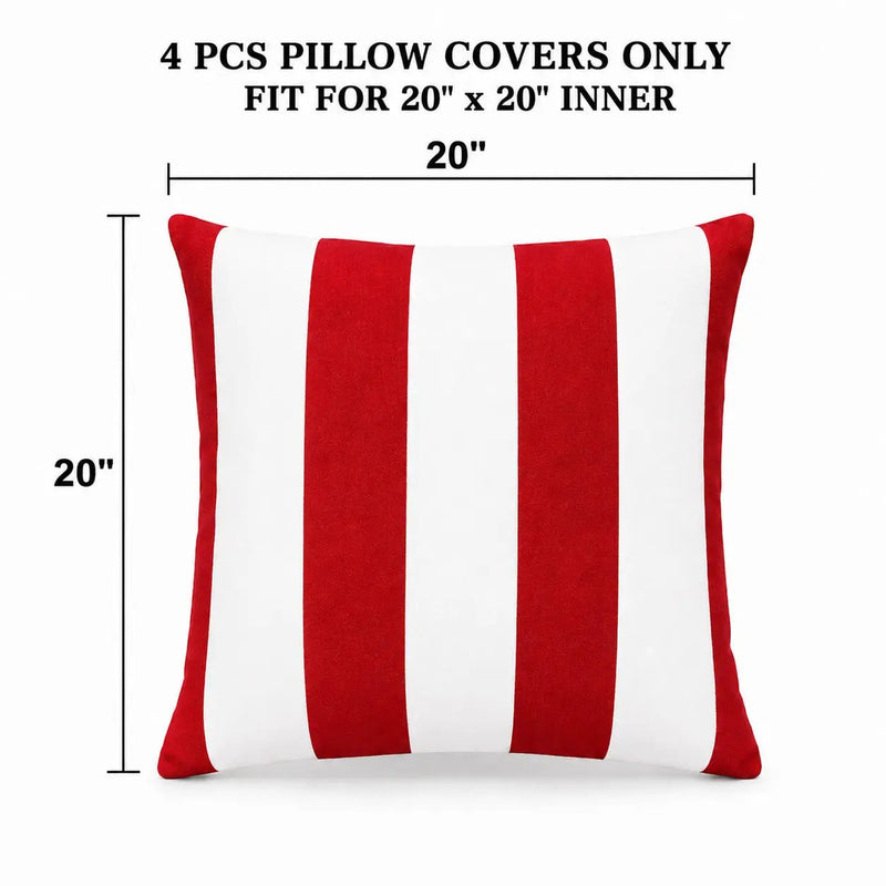 4 Pack Outdoor Lumbar Pillow Covers – Water-Repellent & Fade Resistant by HouseOfZazla