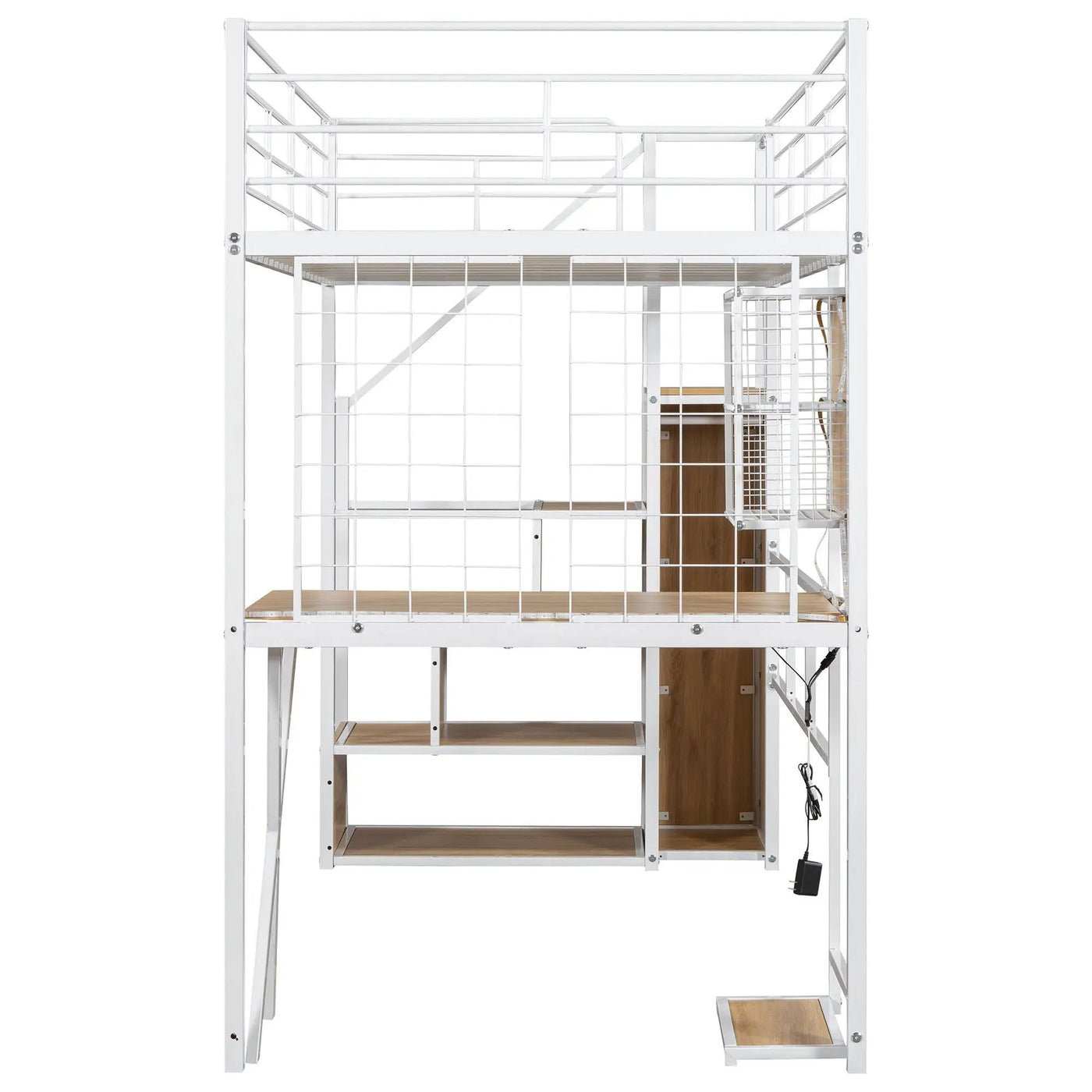 Loft Bed With Built In Work Station, Wardrobe, Storage Staircase And LED by HouseOfZazla