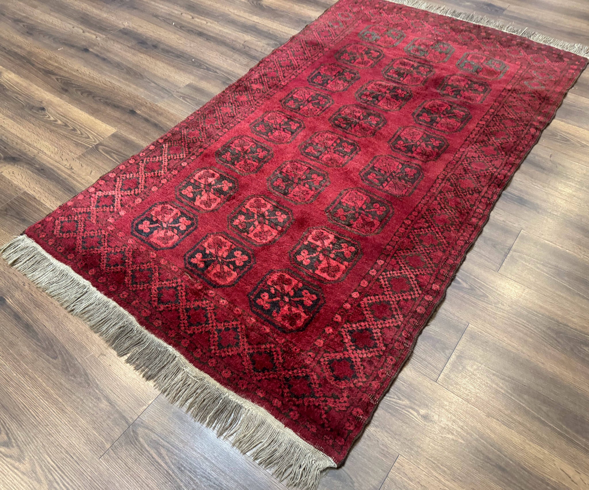 Afghan Turkoman Bokhara Bashir Rug 3x6, Red by Jewel Rugs