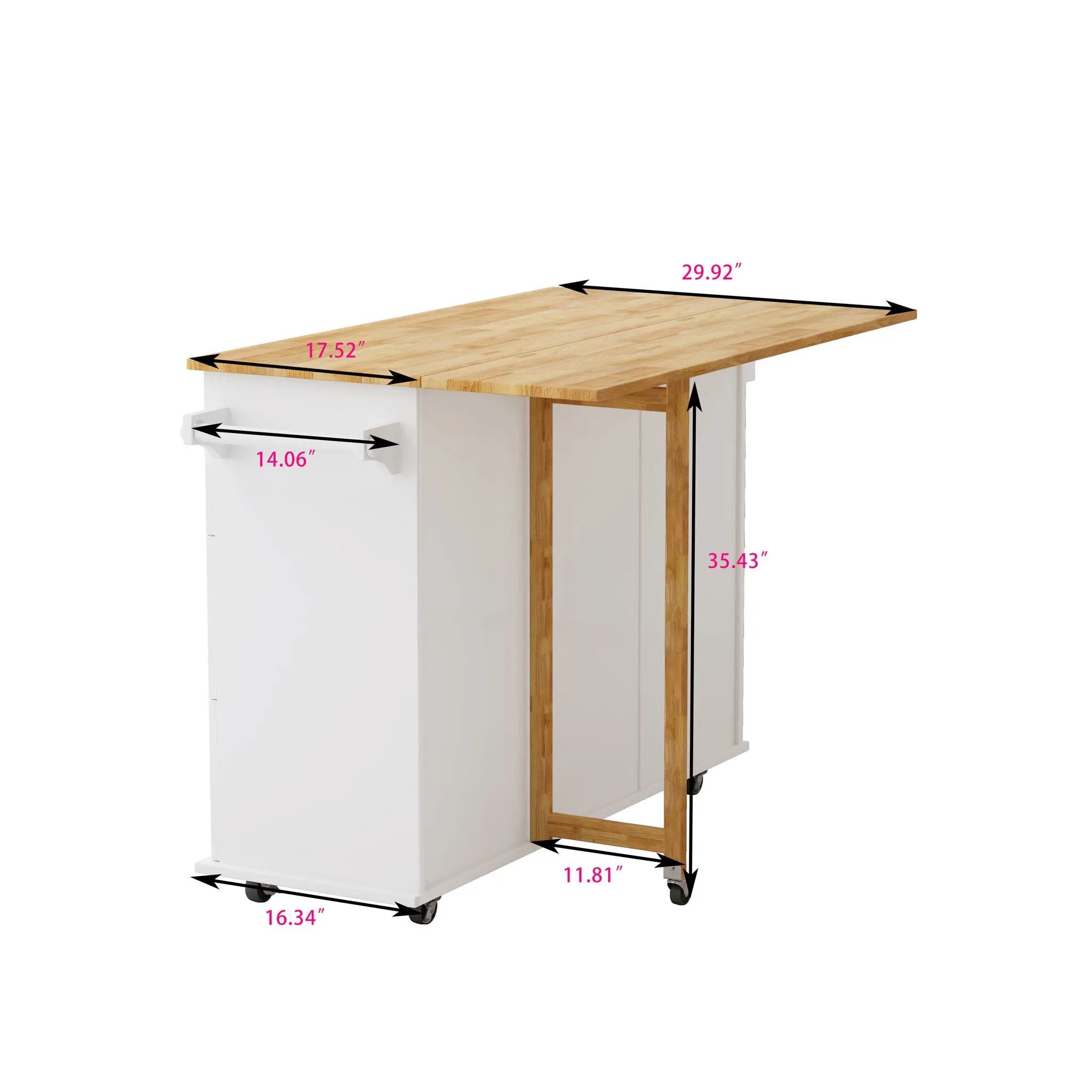 Kitchen Island Cart With 2 Door Cabinet, 3 Drawers, Spice Rack & Towel Rack - White by HouseOfZazla