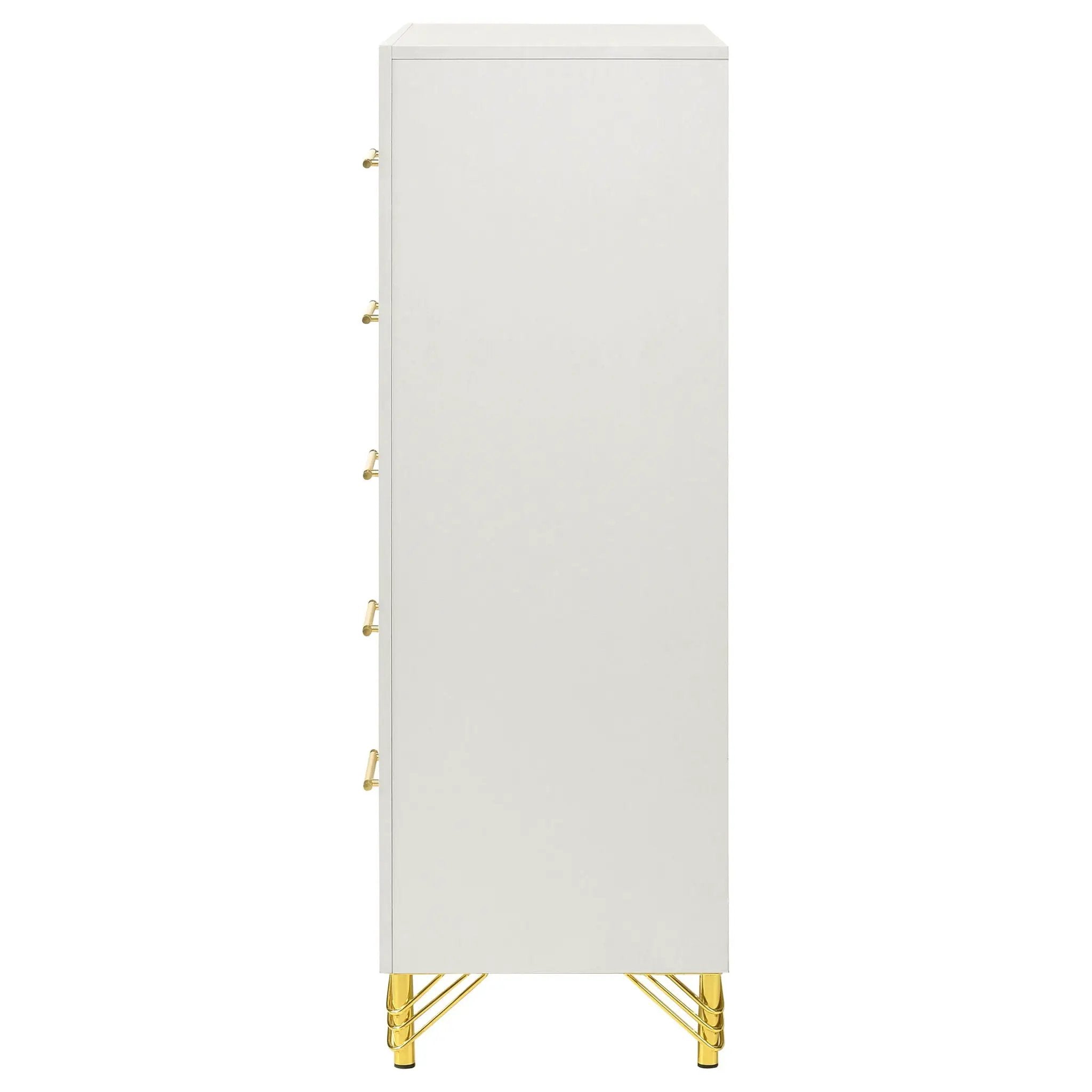 Chesney - 5 Drawer Chest With Trim - White by HouseOfZazla