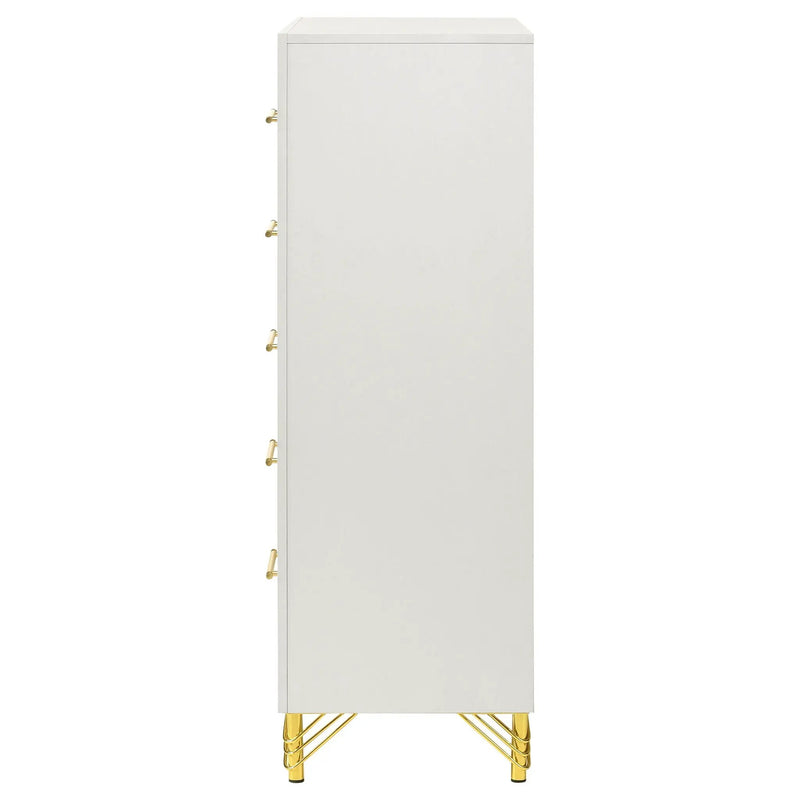 Chesney - 5 Drawer Chest With Trim - White by HouseOfZazla