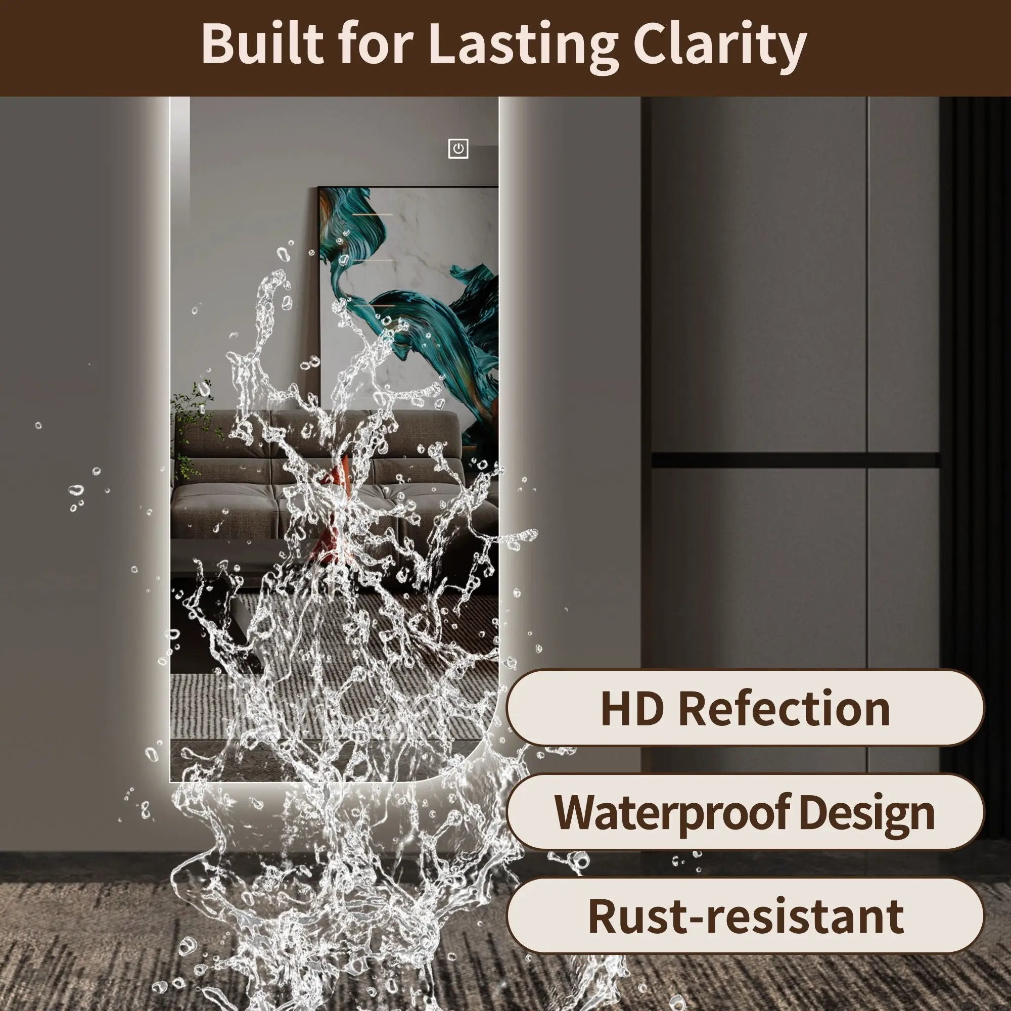 Irregular Shape LED Full Length Wall Mirror With 3 Color Dimmable Lighting - Silver by HouseOfZazla