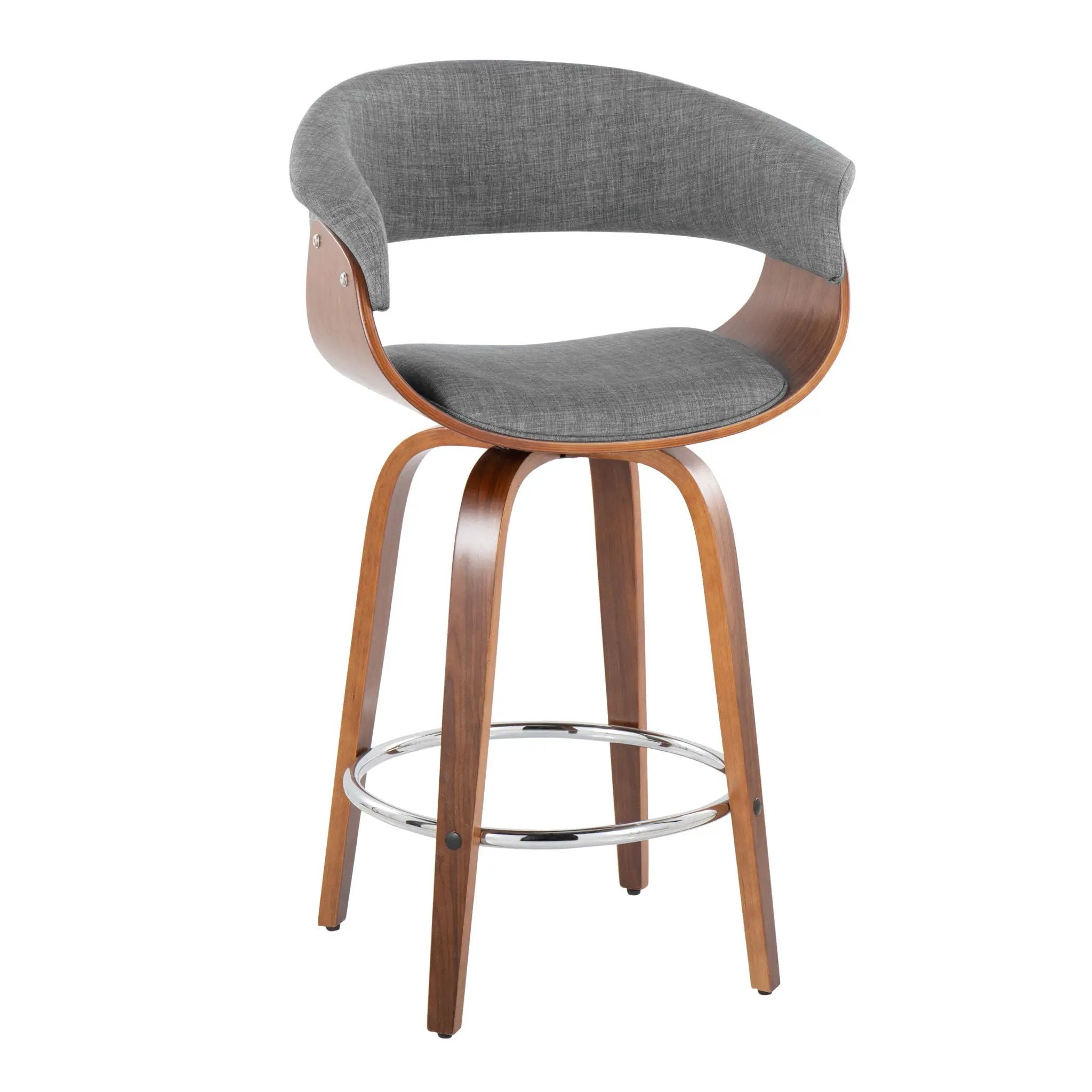 Vintage Mod - Mid Century Modern Fixed Height Counter Stool With Swivel With Round Footrest (Set of 2) by Unique Piece Furniture