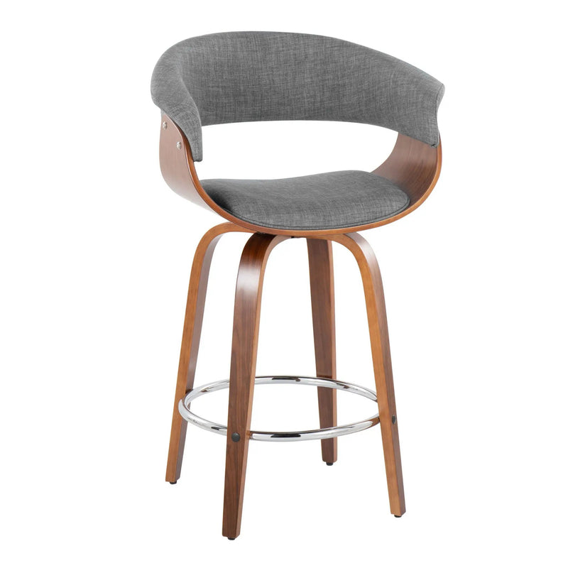 Vintage Mod - Mid Century Modern Fixed Height Counter Stool With Swivel With Round Footrest (Set of 2) by HouseOfZazla