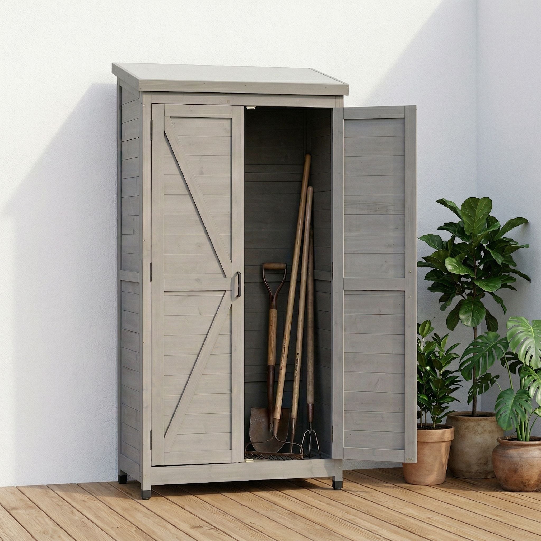 Outdoor Storage Shed With Vertical Tool Cabinet For Backyard by HouseOfZazla