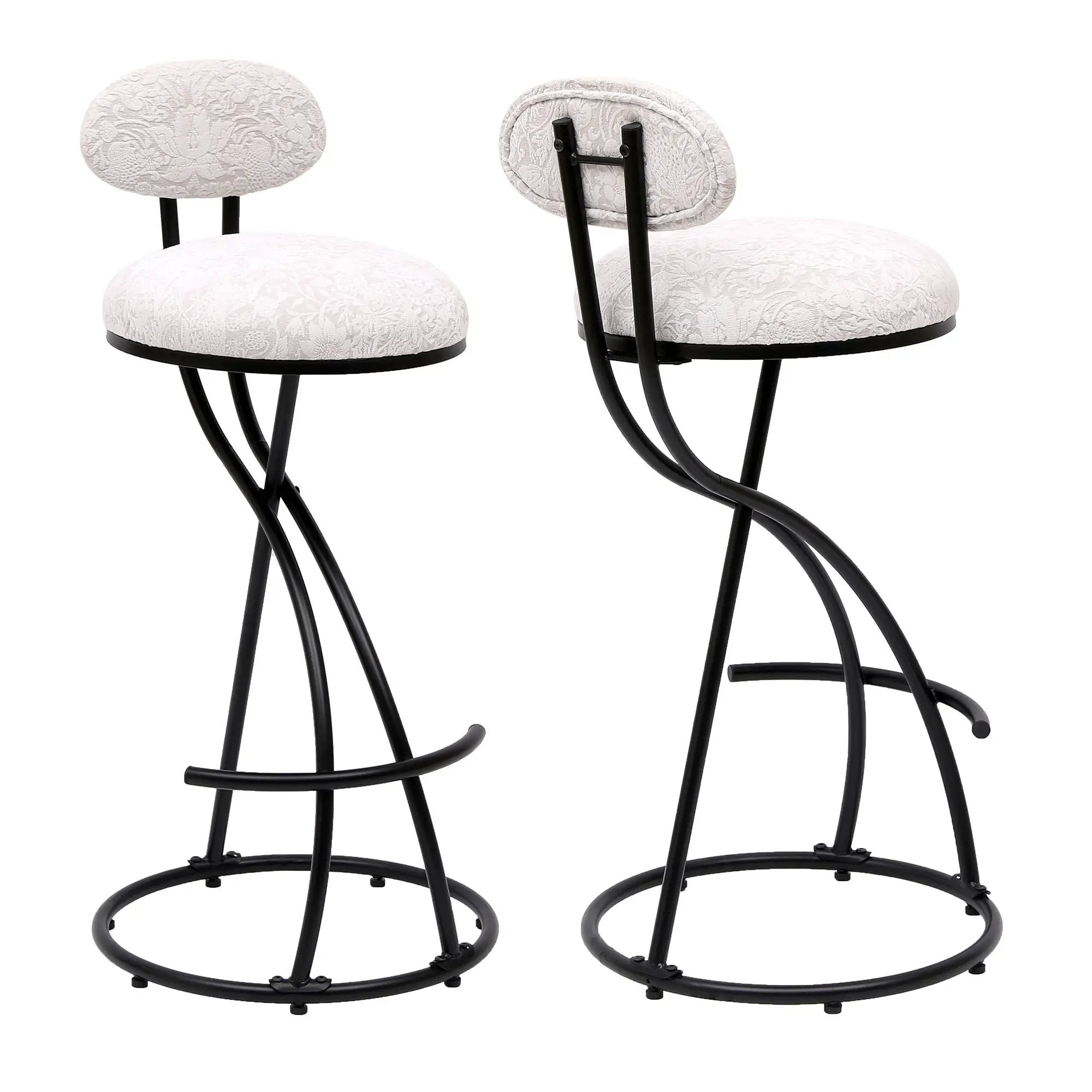 Round Print Bar Stools Upholstered Chairs For Kitchen (Set of 2) by HouseOfZazla