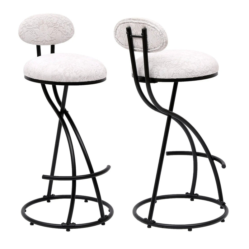 Round Print Bar Stools Upholstered Chairs For Kitchen (Set of 2) by HouseOfZazla