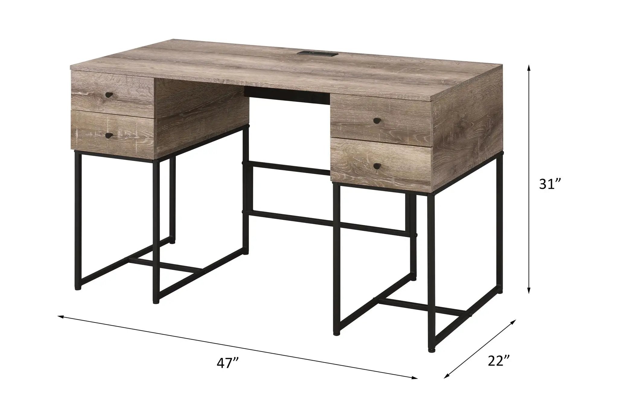 Desirre - Wirting Desk With USB Port - Oak by Unique Piece Furniture