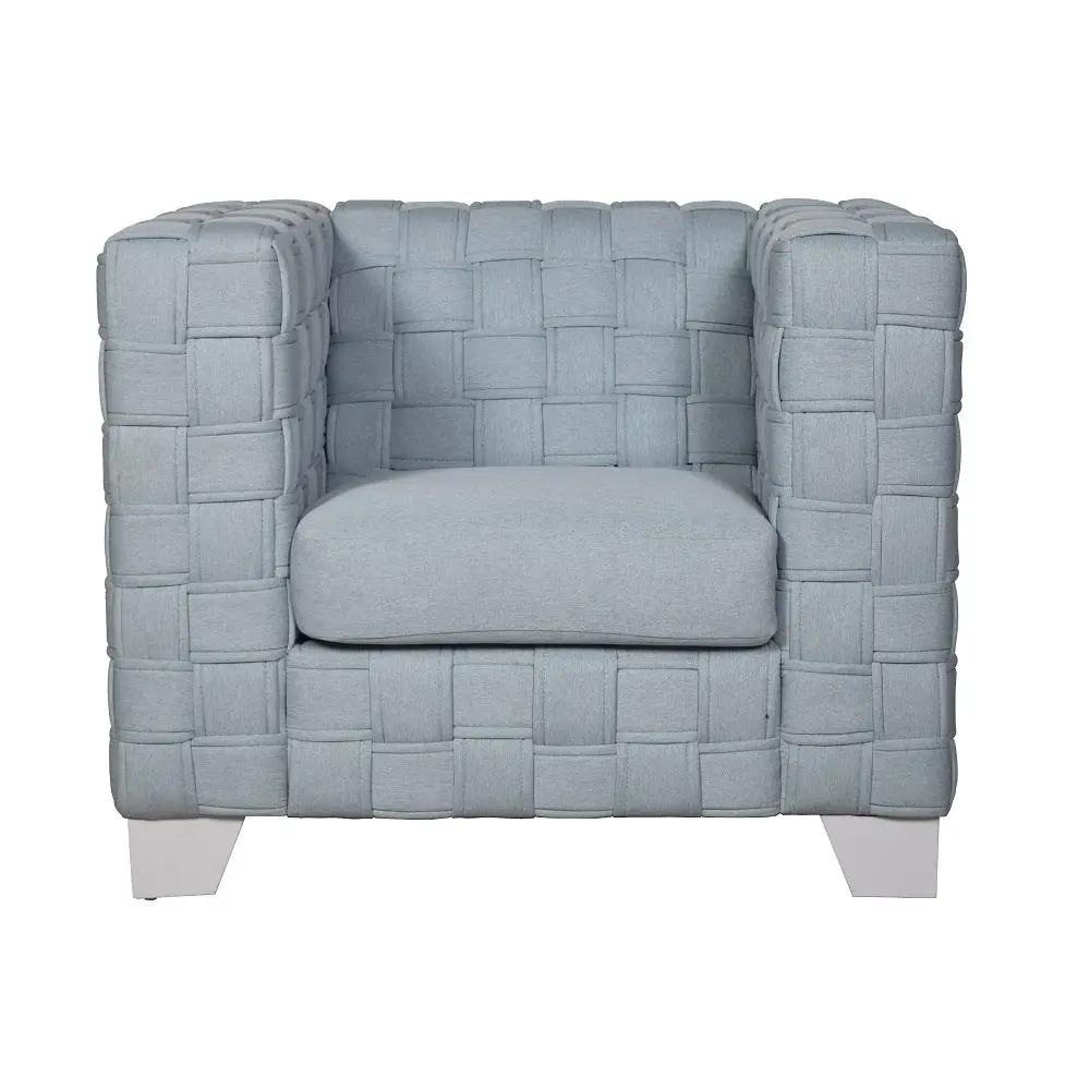 Saree - Chair - Light Teal Chenille & White by Unique Piece Furniture