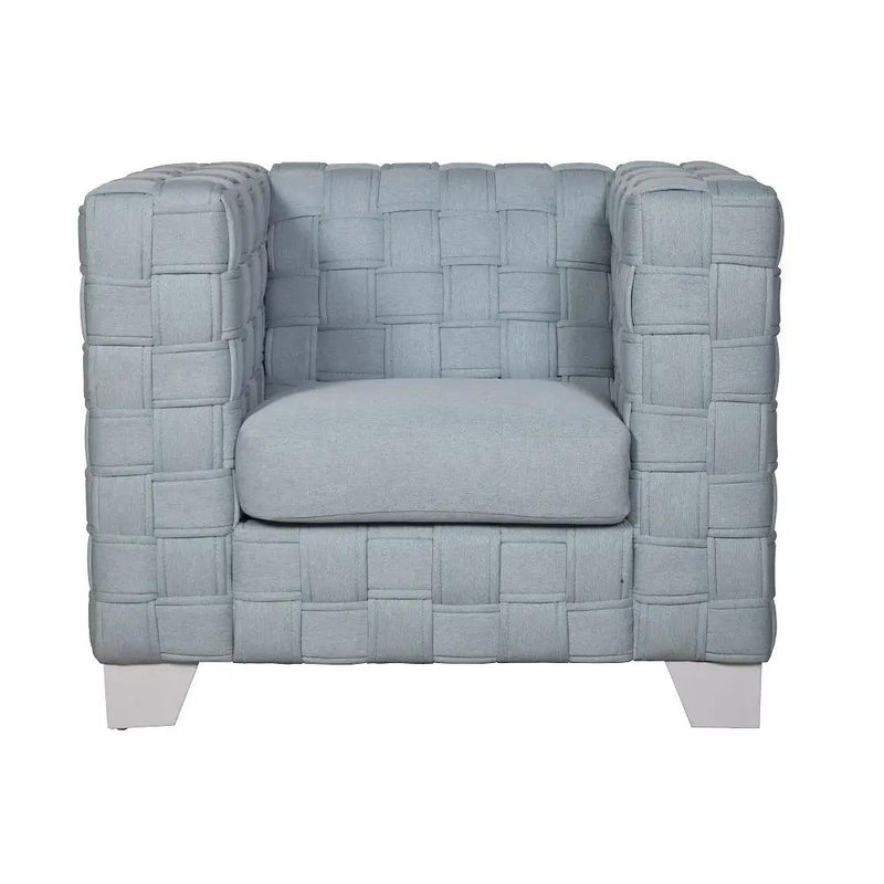 Saree - Chair - Light Teal Chenille & White by Unique Piece Furniture