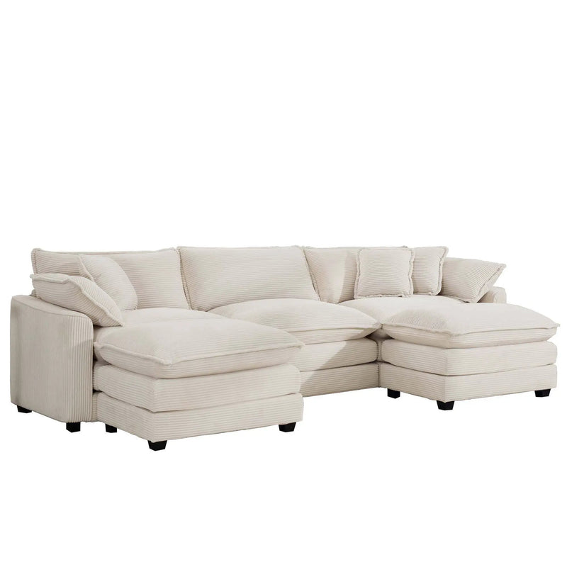 Modern Oversized Modular Cushion Sofa With Ottoman, Low Back, Deep Seating Sofa Set by HouseOfZazla
