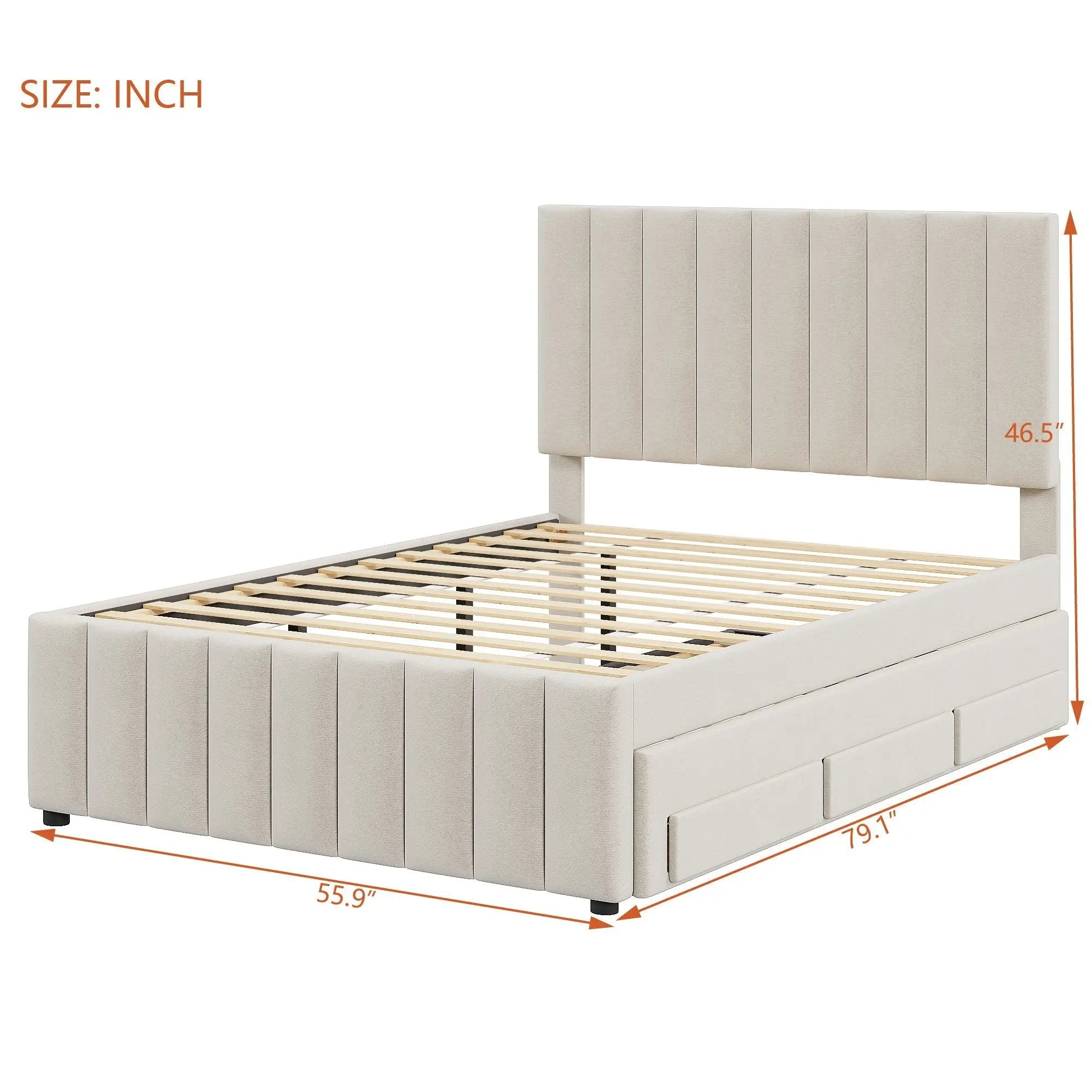 Upholstered Platform Bed With Twin Size Trundle And 3 Drawers by Unique Piece Furniture