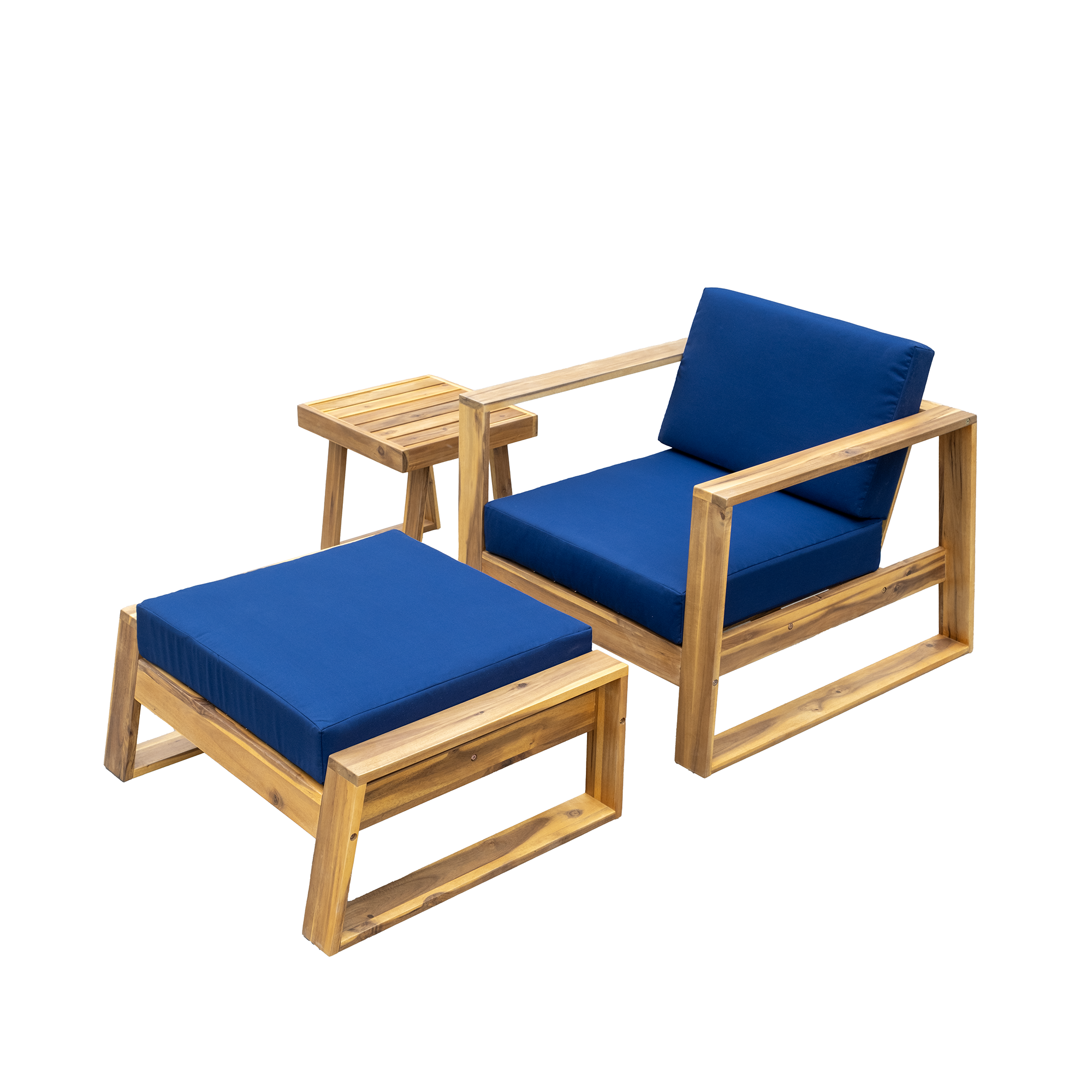 U_STYLE Acacia Wood Outdoor Lounge Set - Chair and Ottoman by HouseOfZazla