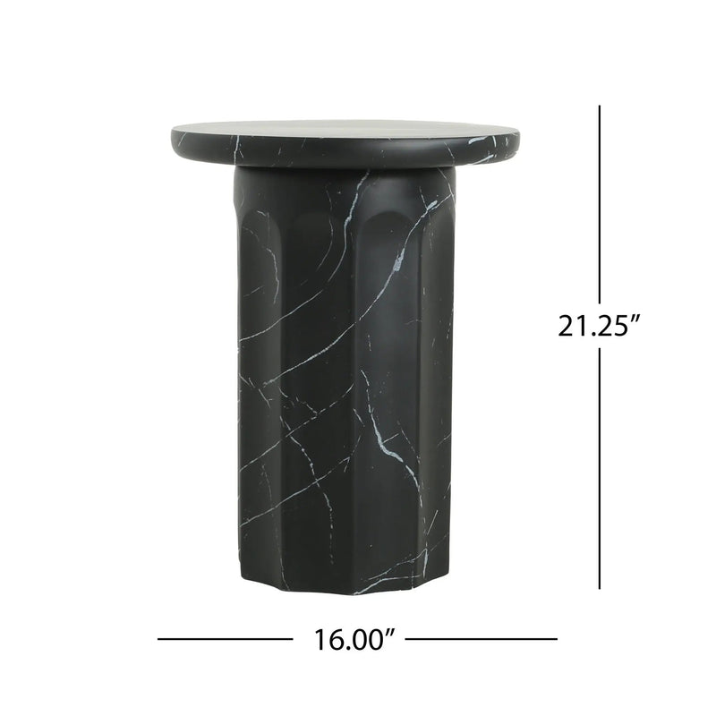 Outdoor Lightweight Concrete Marble Effect Side Table by HouseOfZazla