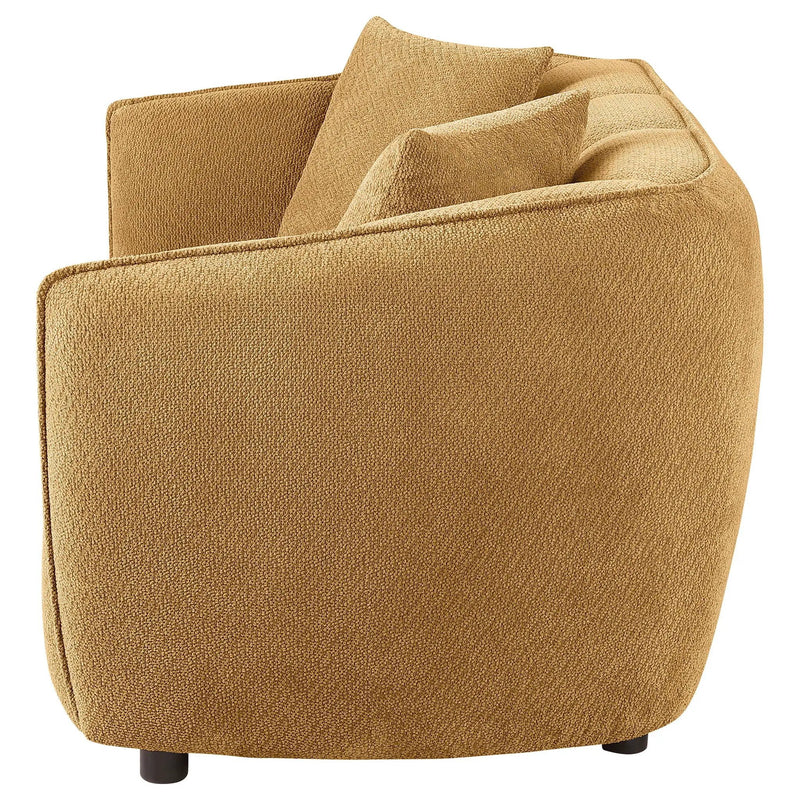 Aleisha Chenille Upholstered Loveseat Mustard Yellow by Unique Piece Furniture