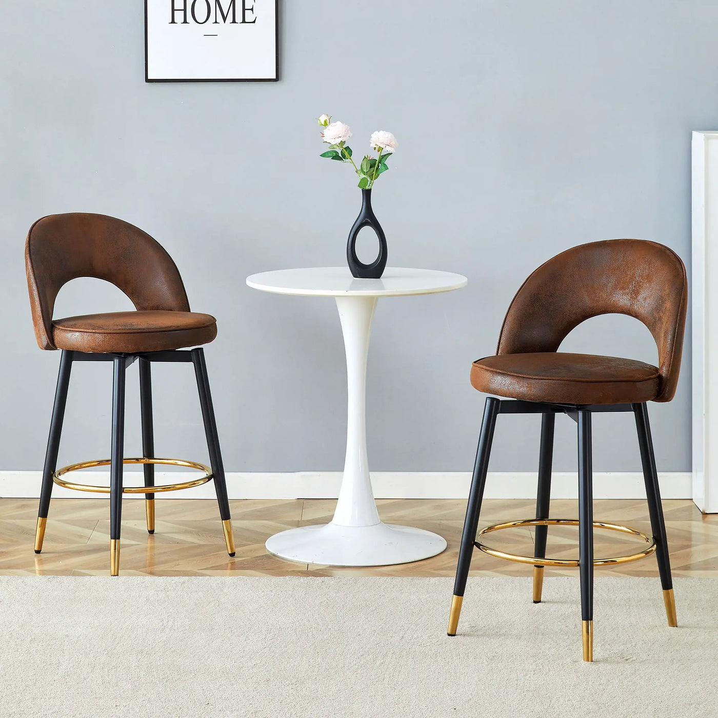 Upholstered Rotatable Bar Chair With Metal Legs For Dining Room by Unique Piece Furniture