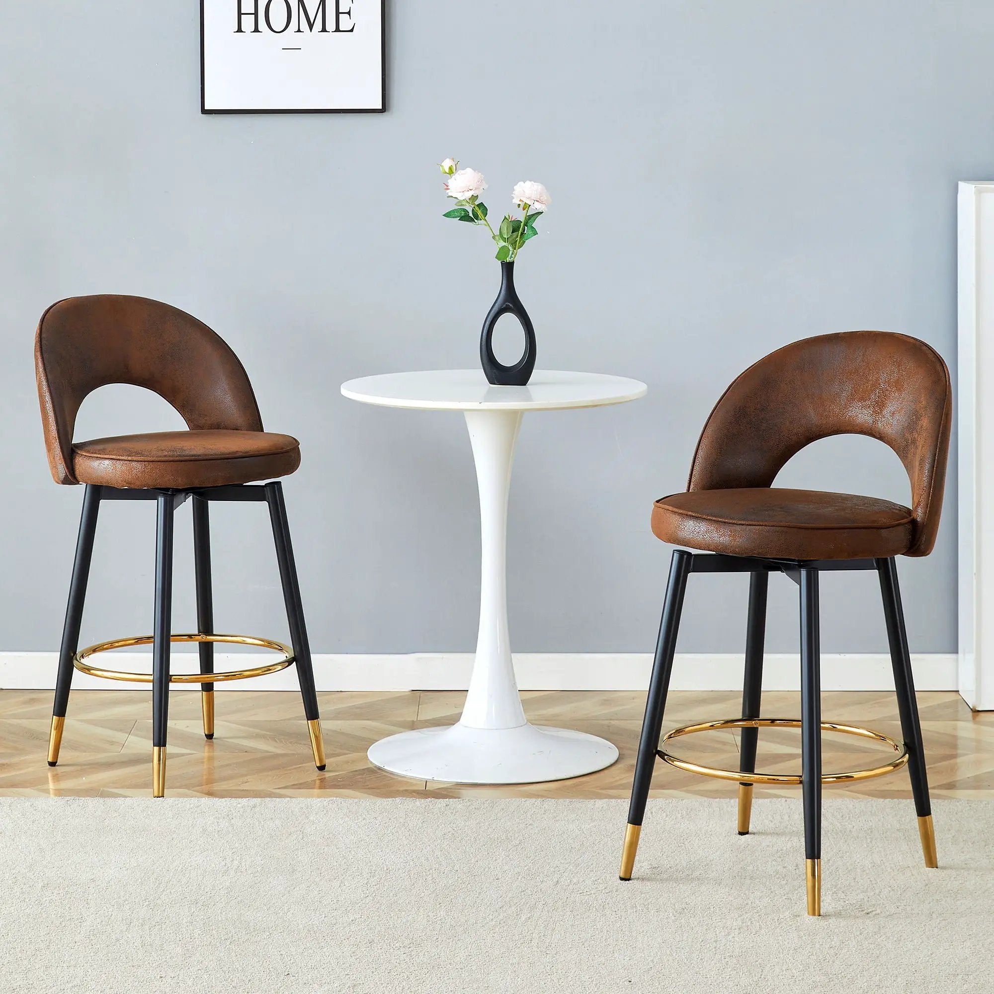 Upholstered Rotatable Bar Chair With Metal Legs For Dining Room by Unique Piece Furniture