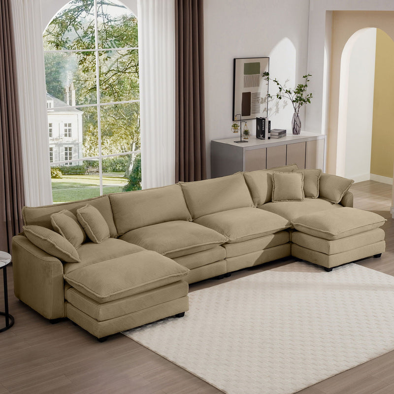 Modern Oversized Modular Cushion Sofa With Ottoman, Low Back, Deep Seating Sofa Set by Unique Piece Furniture