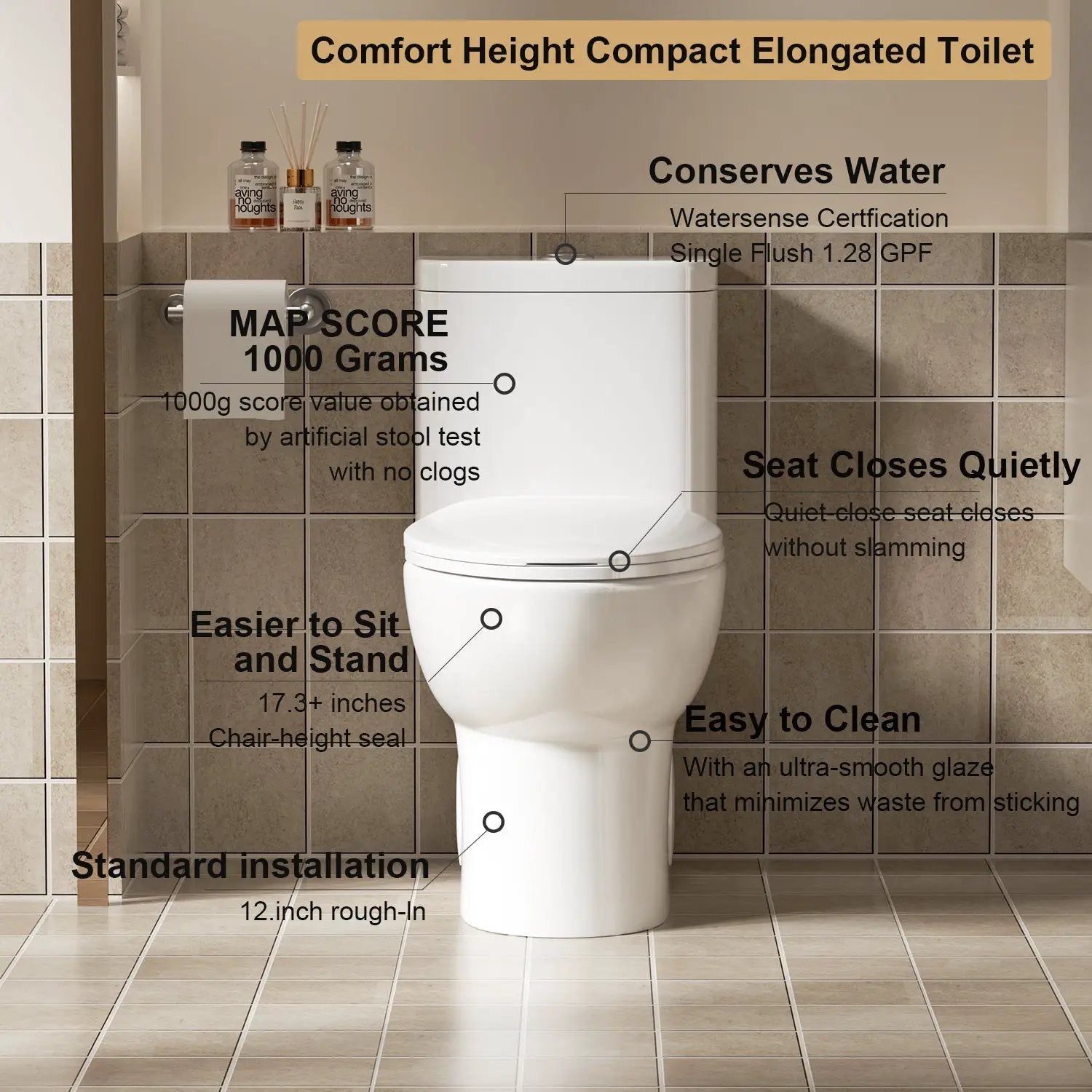 1.1/1.6 GPF Tornado Flush One-Piece Toilet with Comfort Chair Seat by HouseOfZazla
