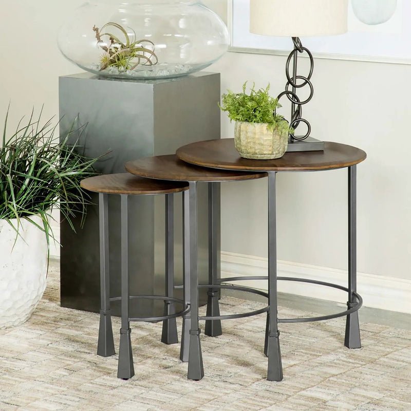 3 Piece Nesting Table Set - Brown by HouseOfZazla