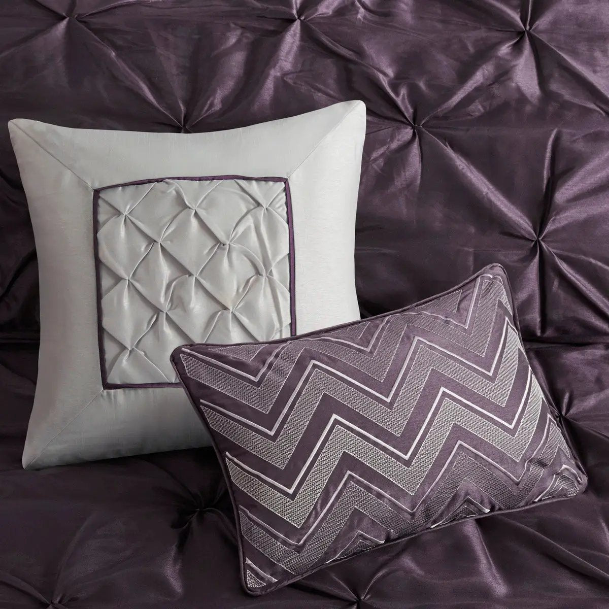 7 Piece Tufted Comforter Set Plum California King by HouseOfZazla
