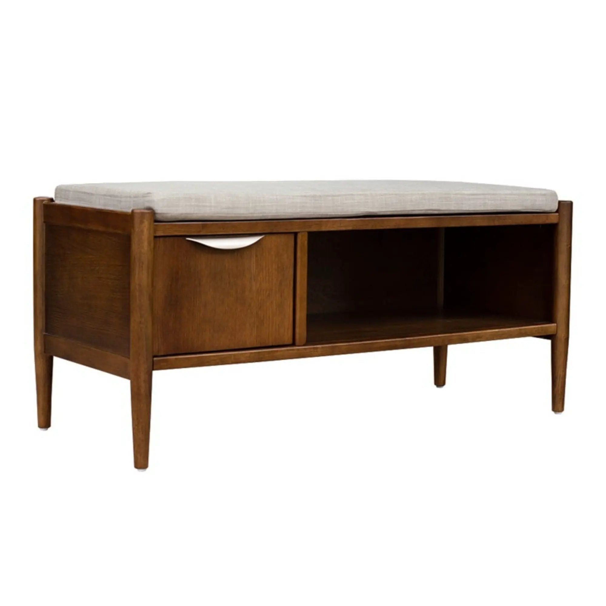 Accent Bench With Storage, Upholstered Cushion - Walnut Brown by Unique Piece Furniture