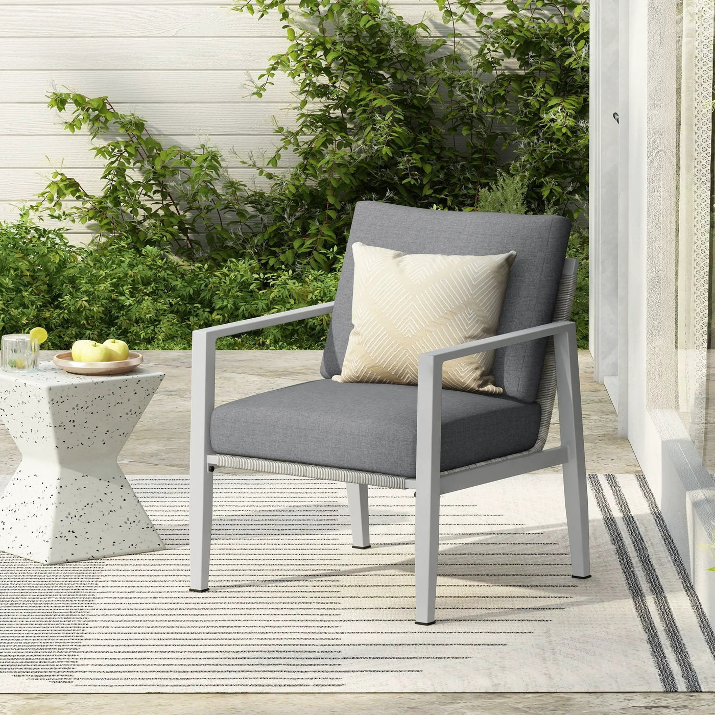 Modern Lounge Chair With Rope Accents And Cushions by HouseOfZazla
