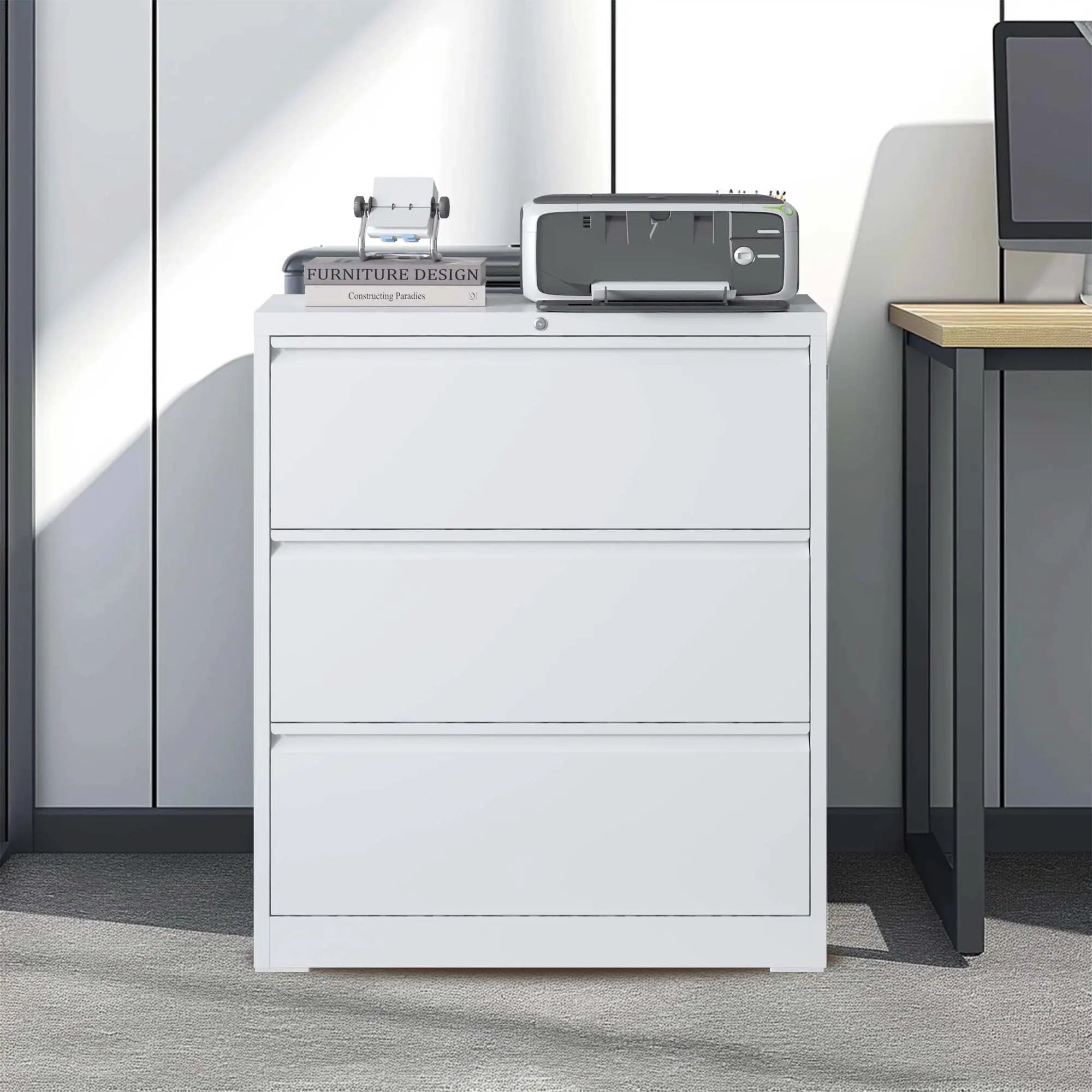 Premium Drawer Metal Lateral File Cabinet With Lock by Unique Piece Furniture