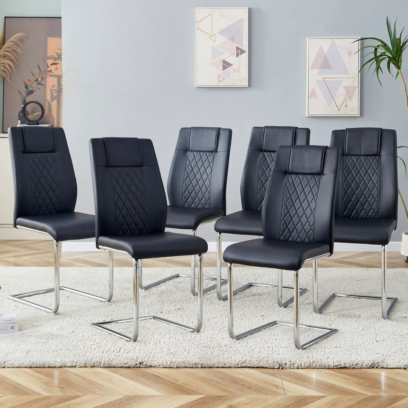Modern Dining Chairs With Padded Seat, Metal Legs by Unique Piece Furniture