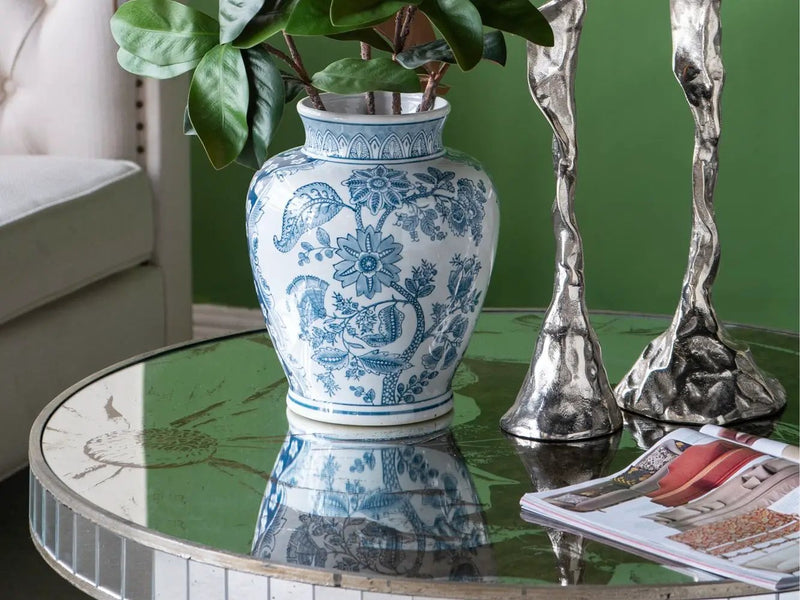 Round Table With Elegant Foral Design And Mirrored by HouseOfZazla