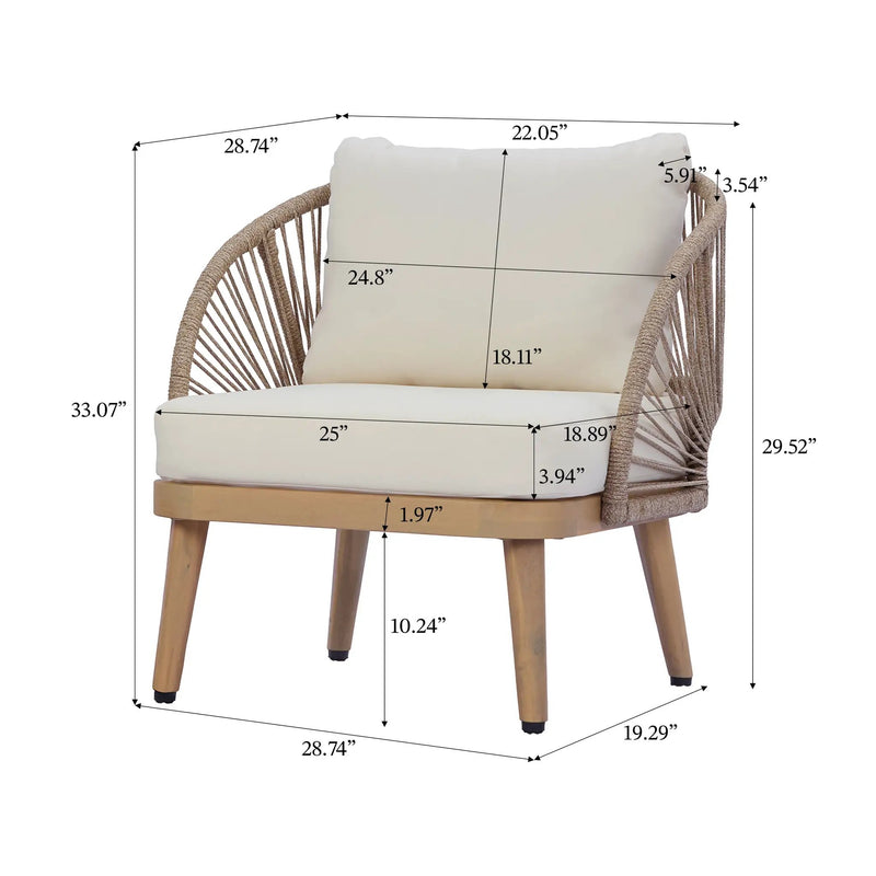 Acacia Wood Outdoor Club Chair, Curved Tub Design Patio Chair by HouseOfZazla