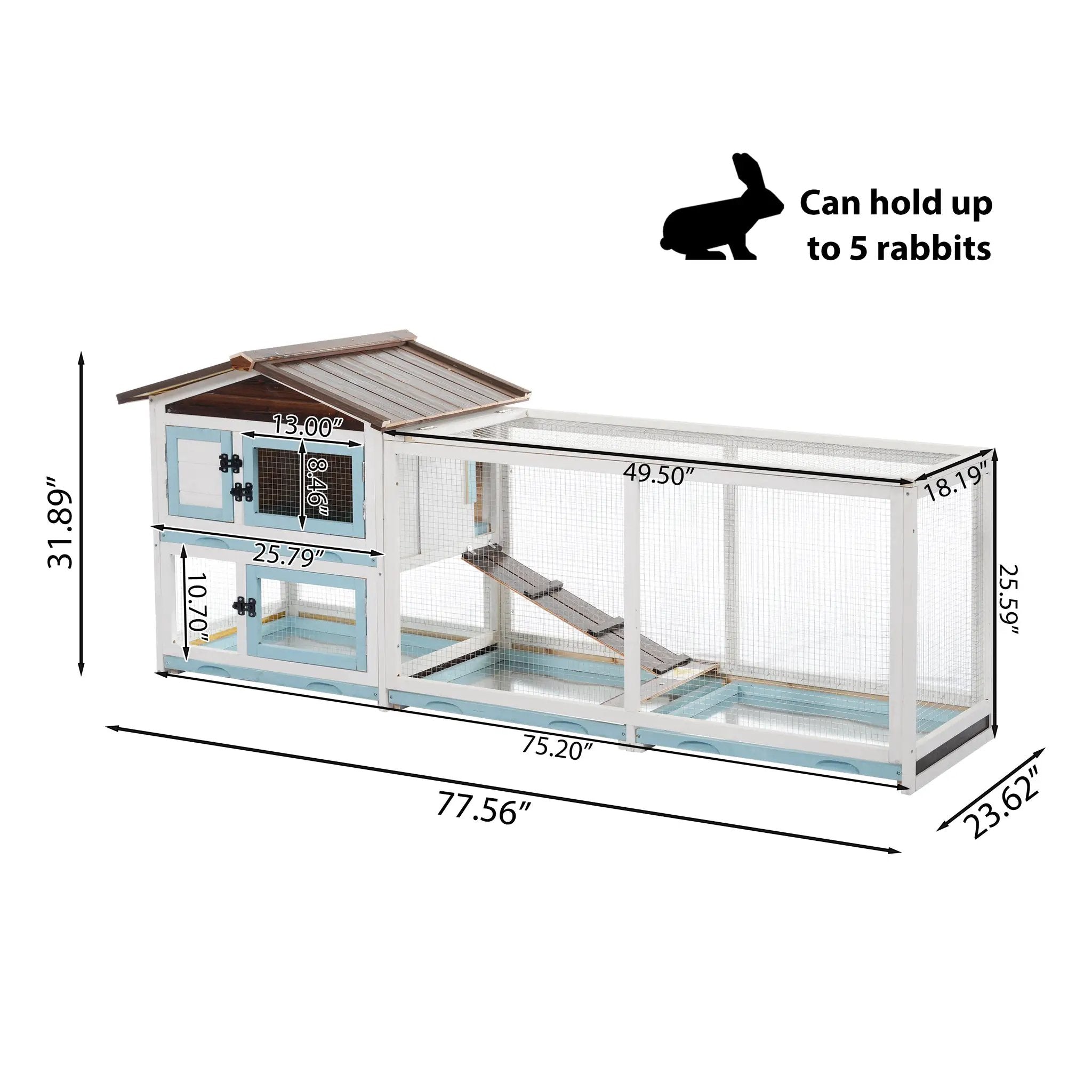 Outdoor Multi-Level Fir Wood Rabbit Hutch by HouseOfZazla