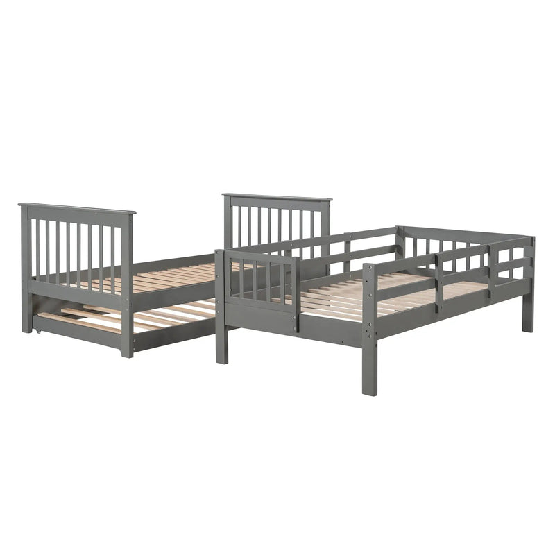 Stairway Bunk Bed With Storage And Guard Rail For Bedroom by HouseOfZazla