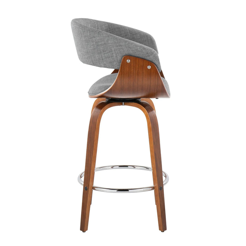 Vintage Mod - Mid Century Modern Fixed Height Counter Stool With Swivel With Round Footrest (Set of 2) by Unique Piece Furniture
