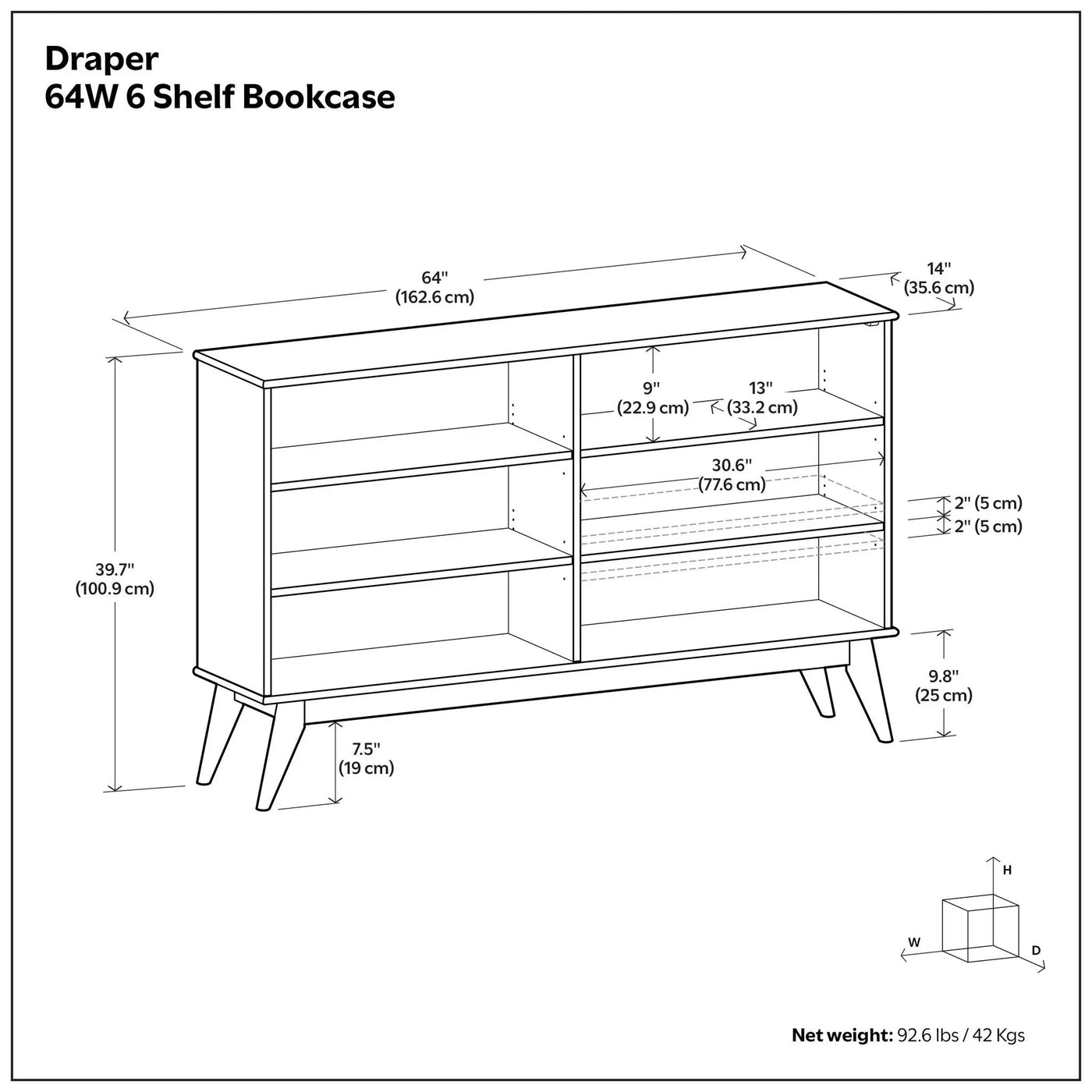 Draper - Handcrafted Low Bookcase by HouseOfZazla