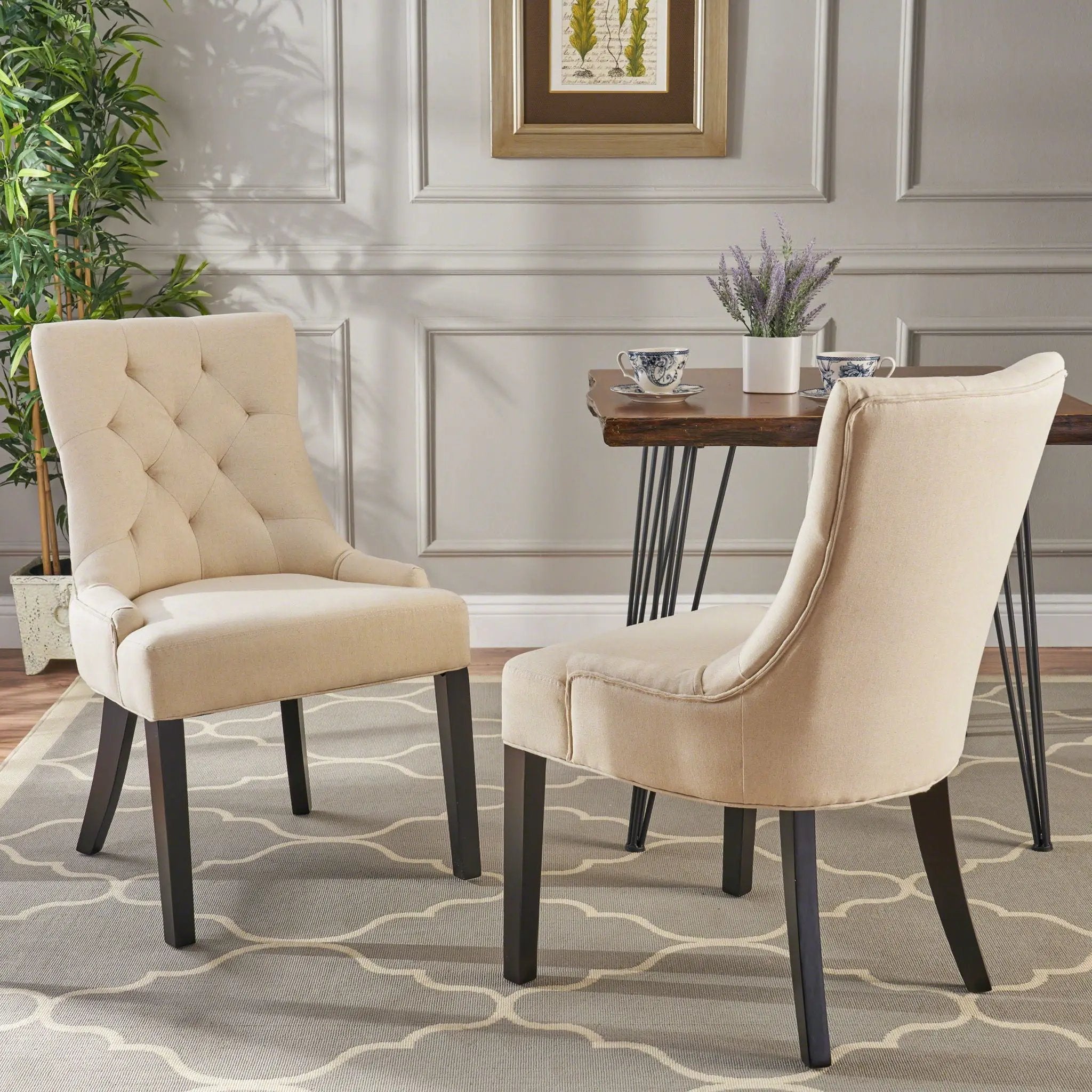 Cheney Contemporary Dining Chair Tufted Upholstery (Set of 2) by HouseOfZazla