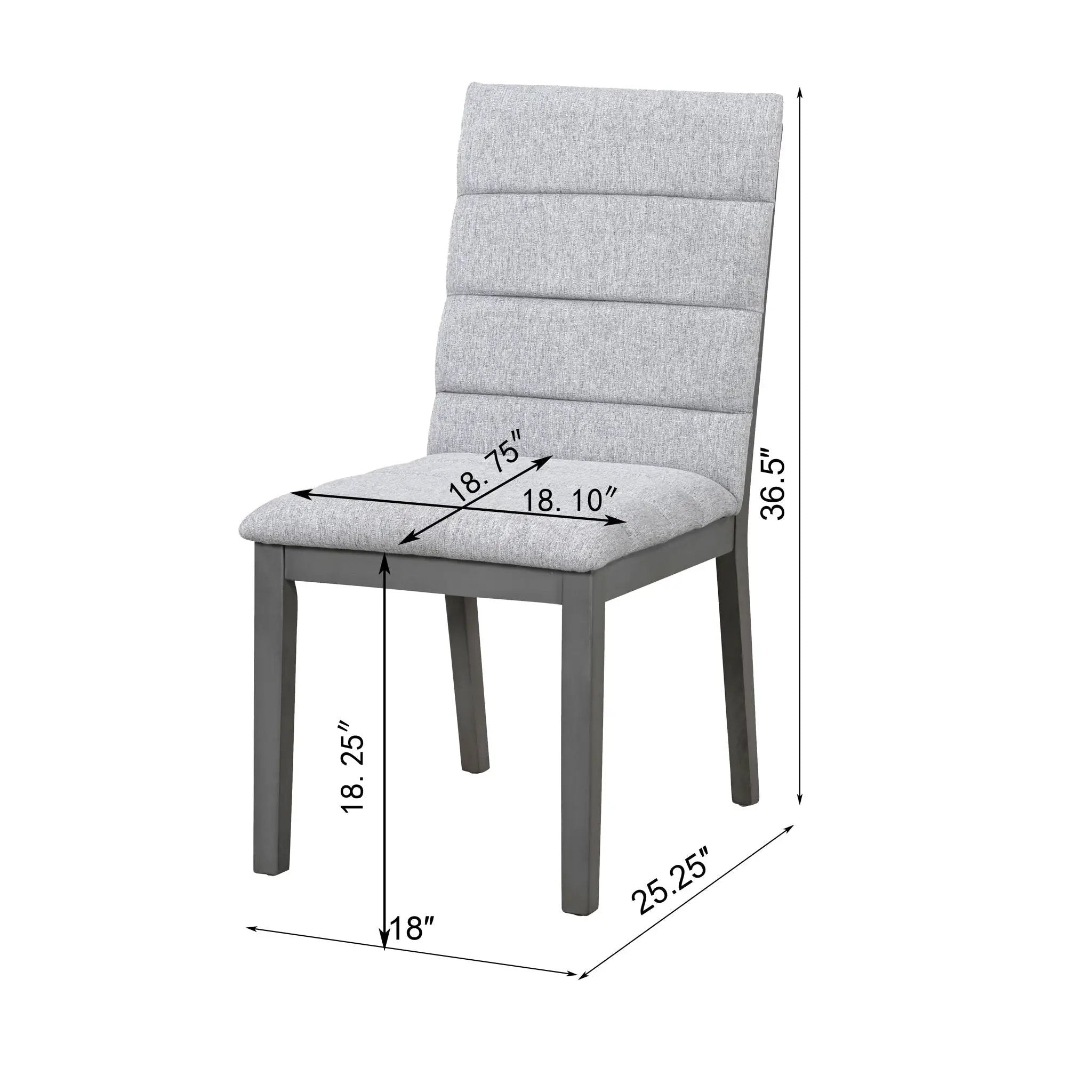 Tufted Upholstery Modern Dining Chairs (Set of 2) Sleek Comfort With Rubber Wood Frame - Gray / Oak by Unique Piece Furniture