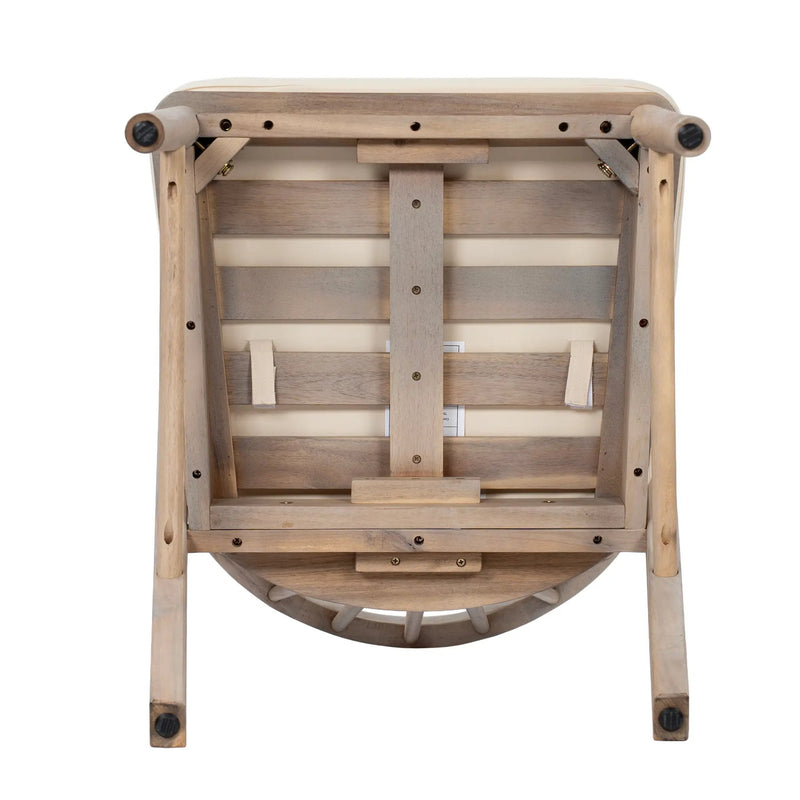 Outdoor Dining Chairs Set of 2 with Acacia Wood and Cream Washable Cushions by HouseOfZazla