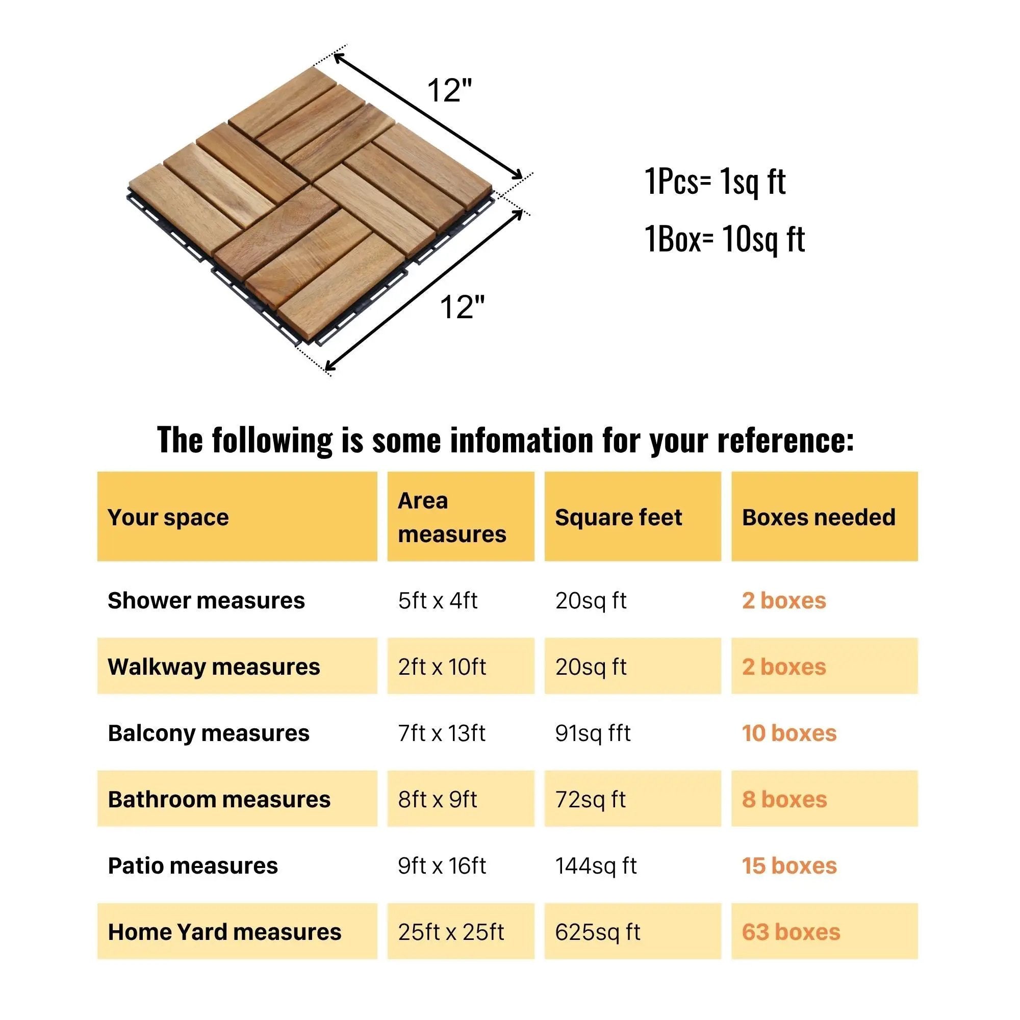 Interlocking Deck Tiles Checker Pattern, Square Acacia Hardwood Outdoor Flooring For Patio, Bancony, Pool Side by HouseOfZazla
