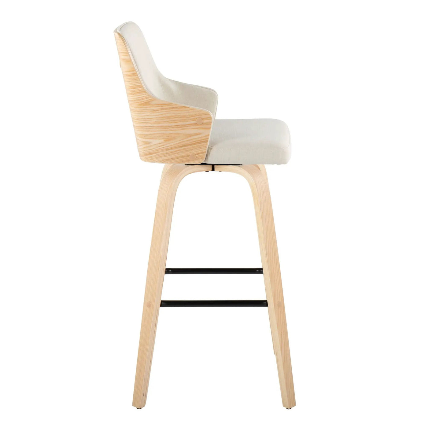 Stella - Contemporary Fixed Height Barstool With Swivel Square Footrest (Set of 2) by HouseOfZazla