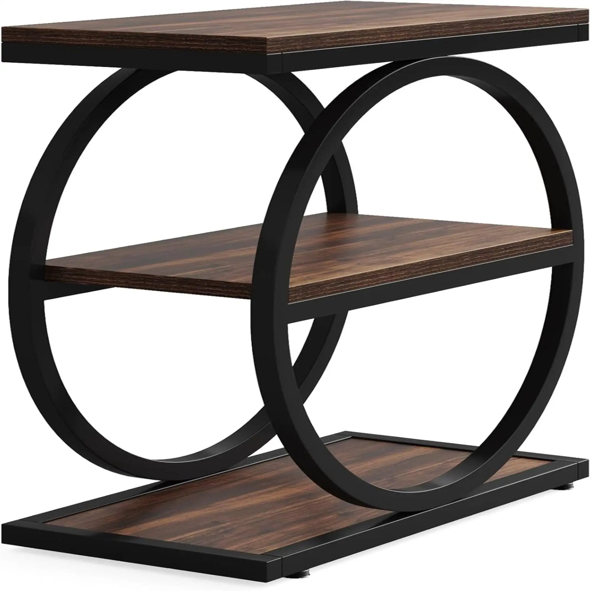 Slim End Tables With 3 Shelves, Compact (Set of 2) - Brown by HouseOfZazla
