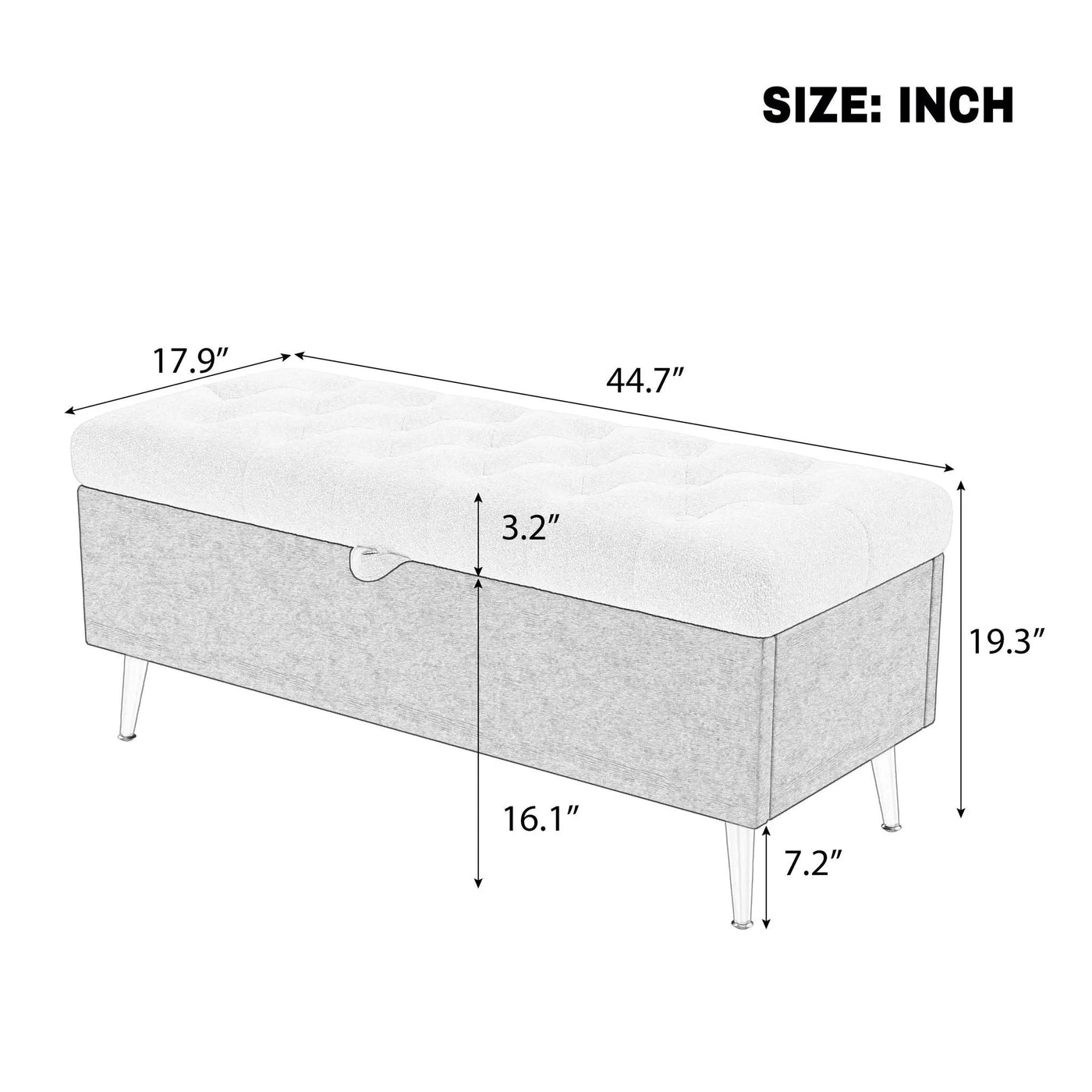 Modern Tufted Storage Ottoman Bench with Metal Legs by HouseOfZazla