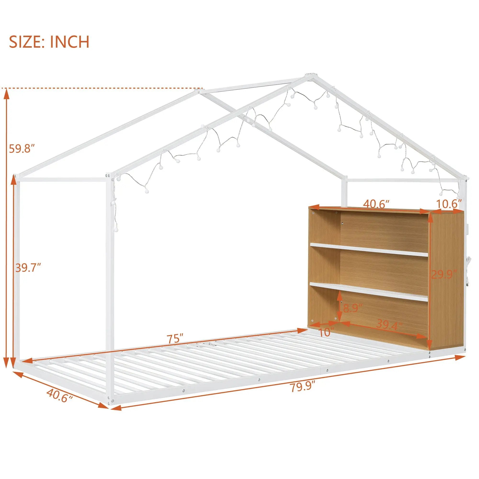 Bed House Frame With Shelves And Lights by HouseOfZazla