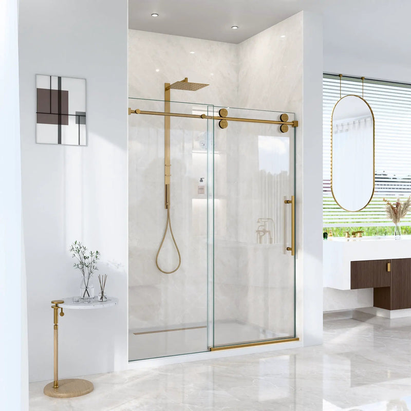 56"-60"W x 72"H Frameless Single Sliding Shower Door by HouseOfZazla