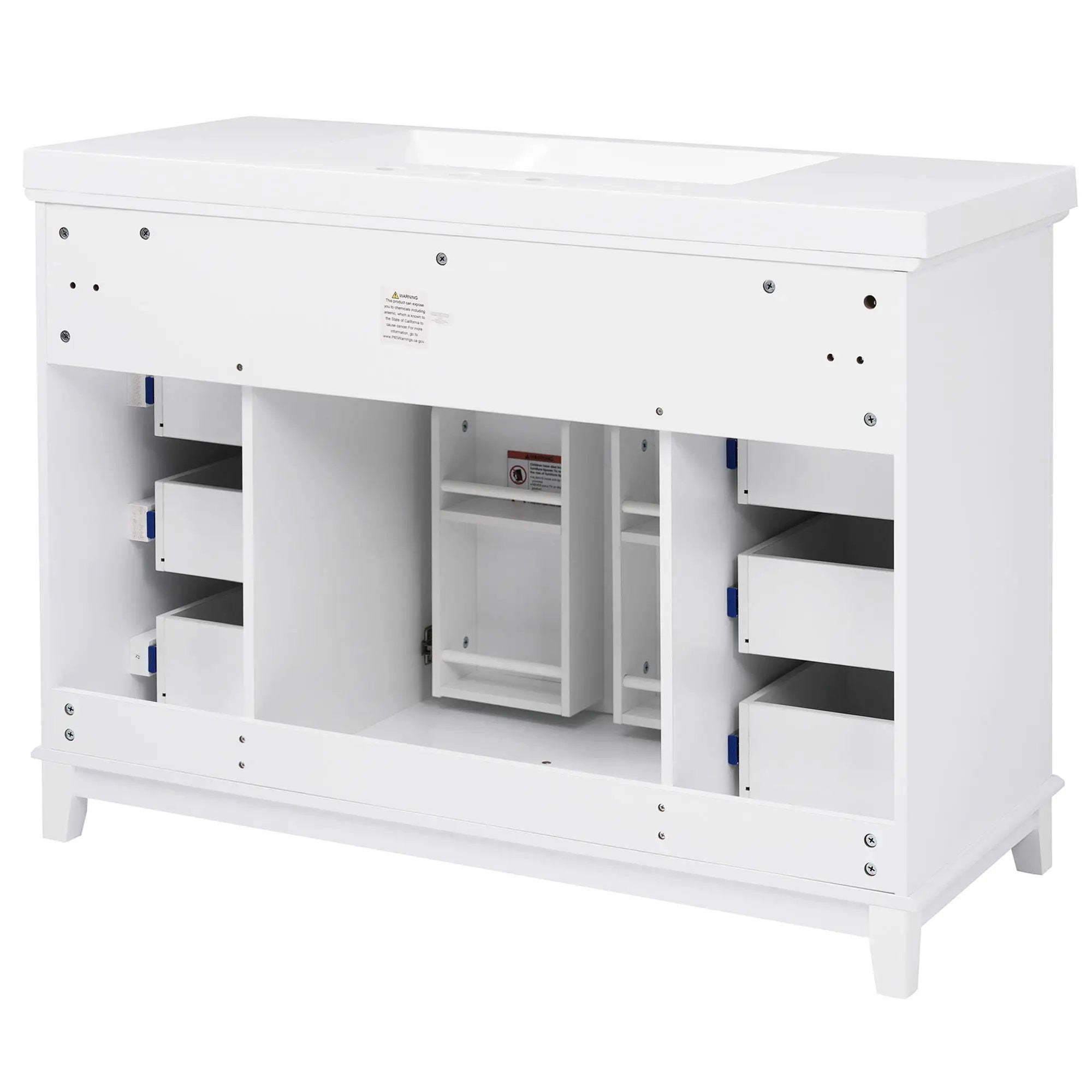 Bathroom Vanity With Sink, 6 Soft Close Drawers & Double Doors - White