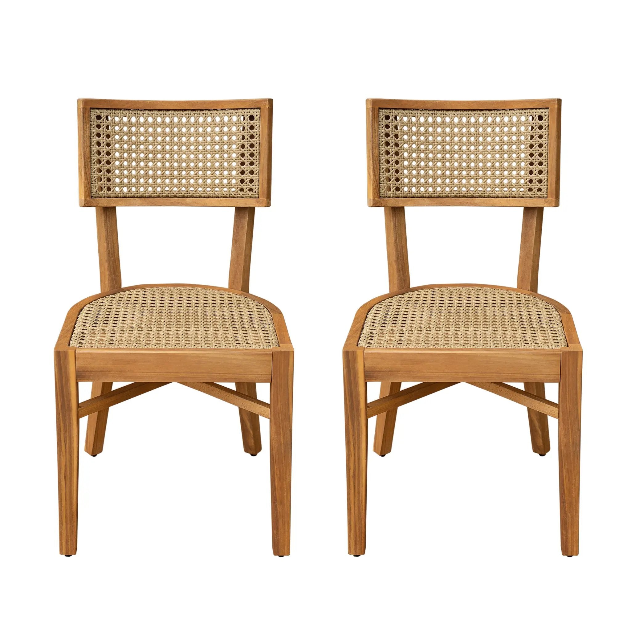 Netro Acacia Wood Dining Chair with Light Brown Wicker by HouseOfZazla