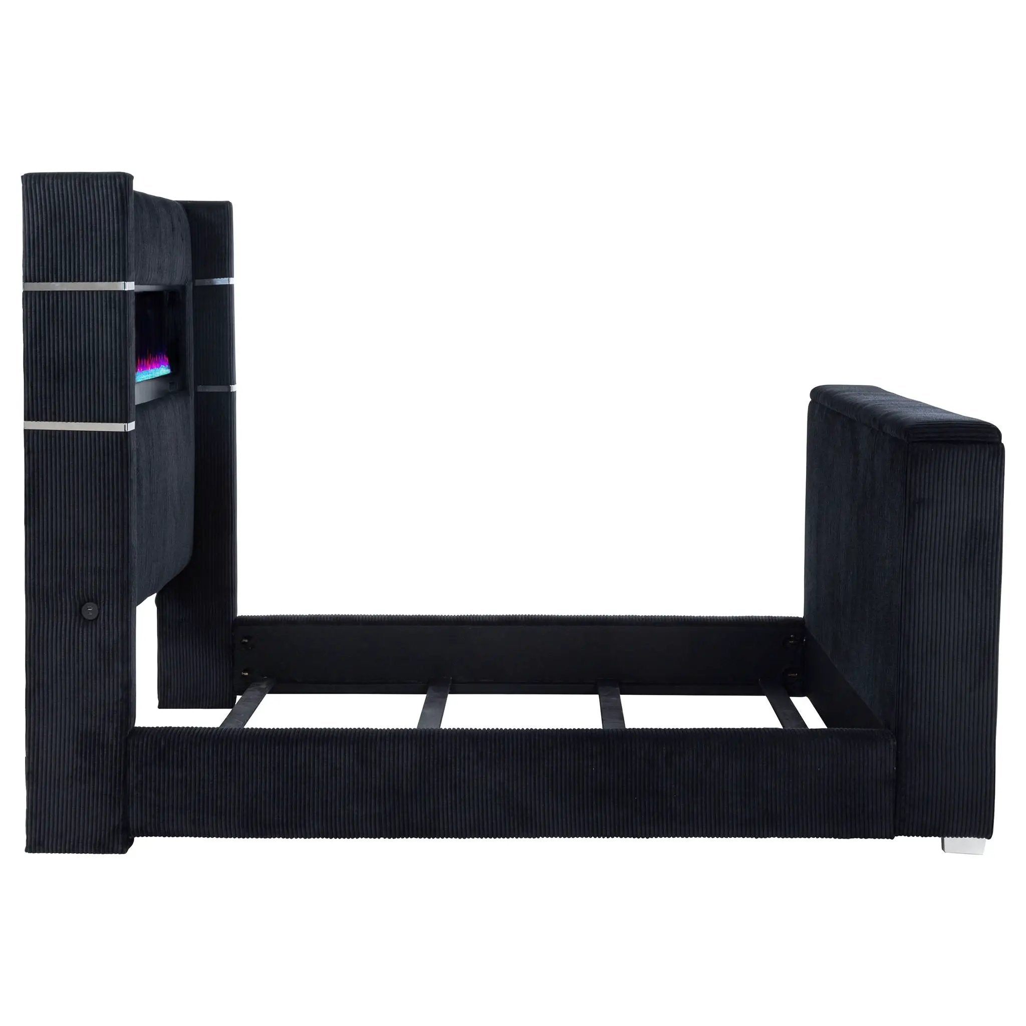 Tisdall Queen Flame Visualizer Wingback TV Bed Black by Unique Piece Furniture
